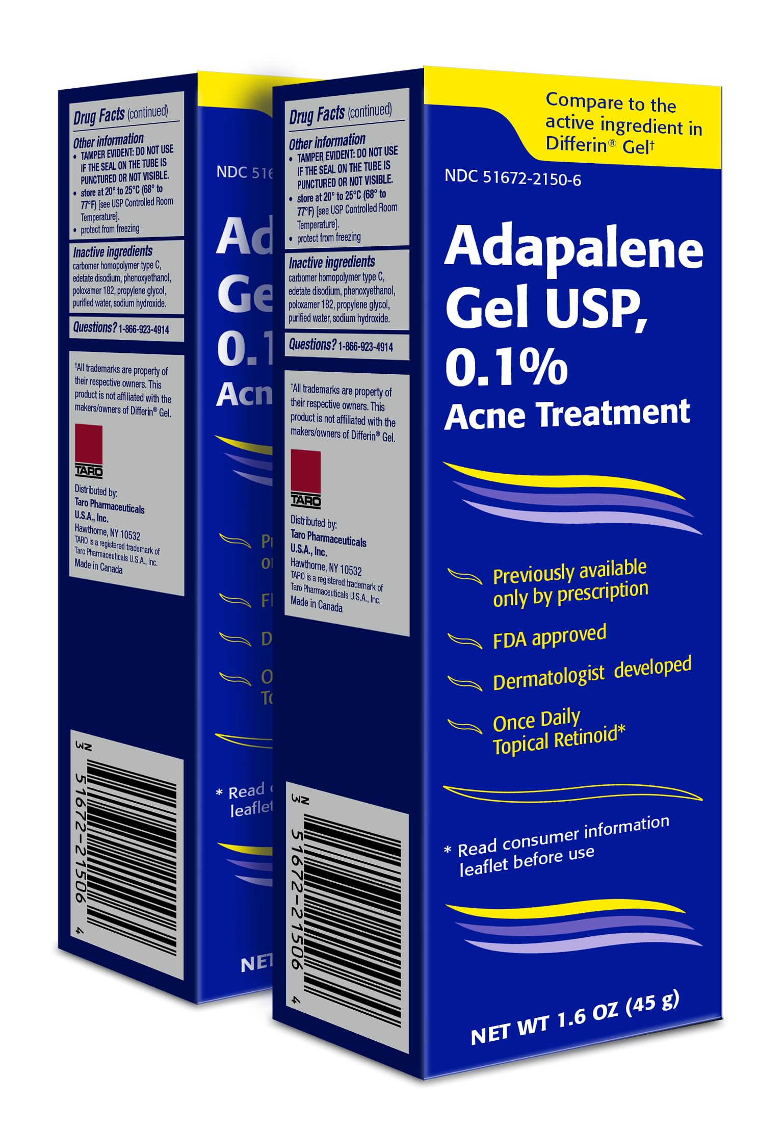 Foto 2 pulgar | Gel Para Tratamiento Del Acné Taro Adapalene 0,1%, 50 Ml, Paquete De 2 - Venta Internacional.