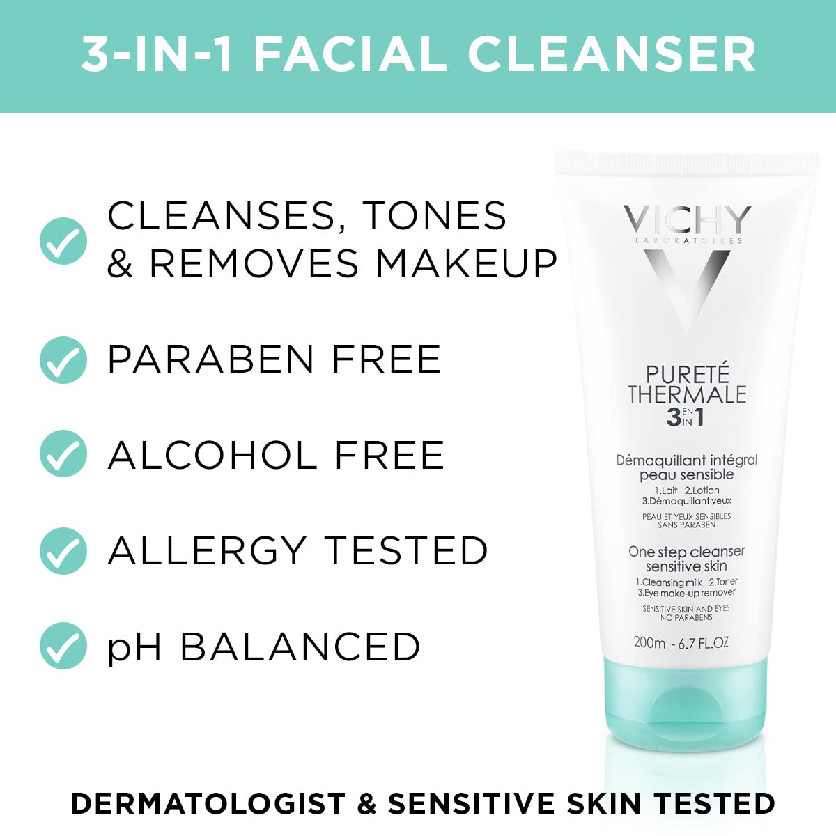 Foto 3 pulgar | Limpiador Facial Vichy Pureté Thermale 3 En 1 Para Pieles Sensibles - Venta Internacional.
