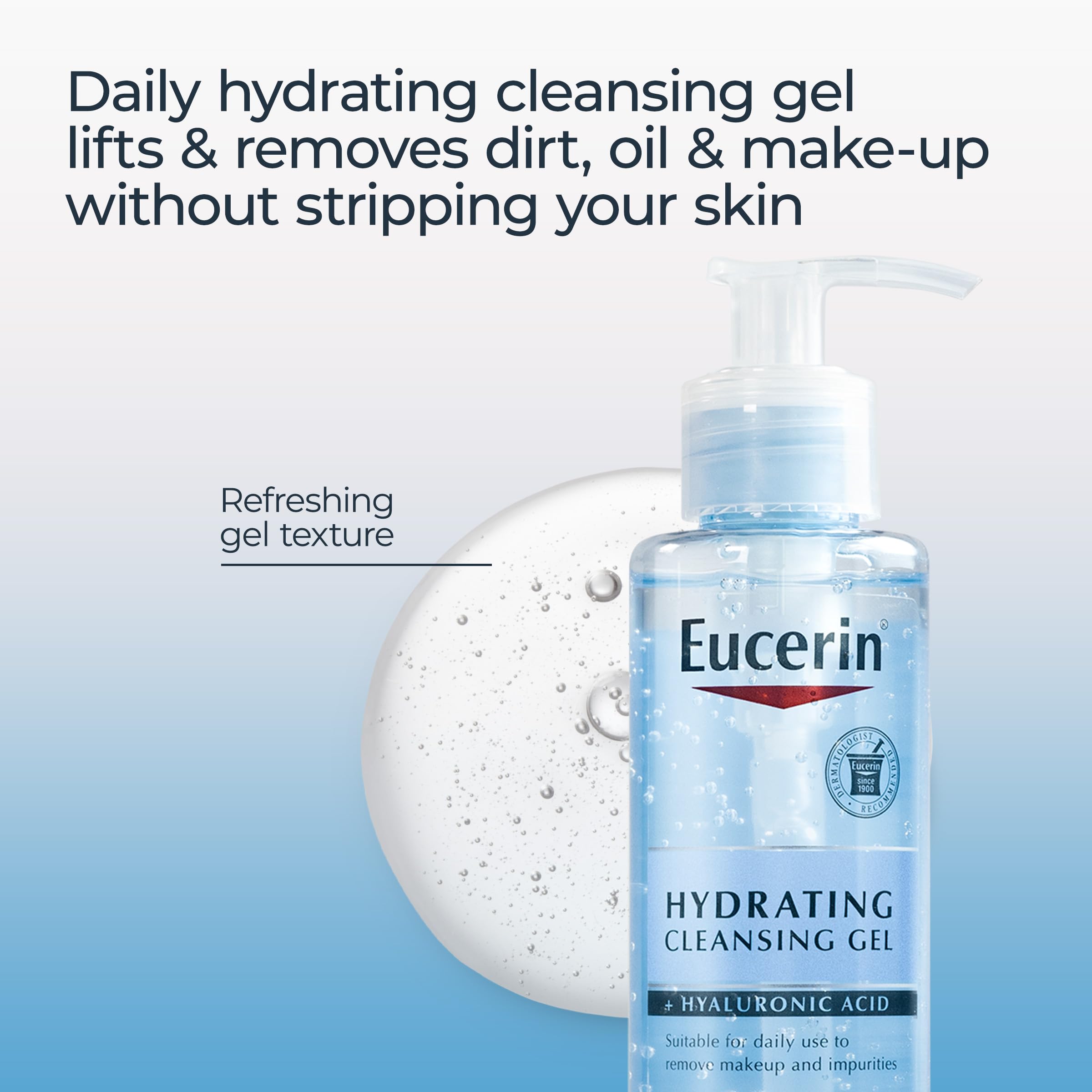 Foto 4 pulgar | Gel Limpiador Eucerin Hydrating Con Ácido Hialurónico, Botella De 200 Ml - Venta Internacional.