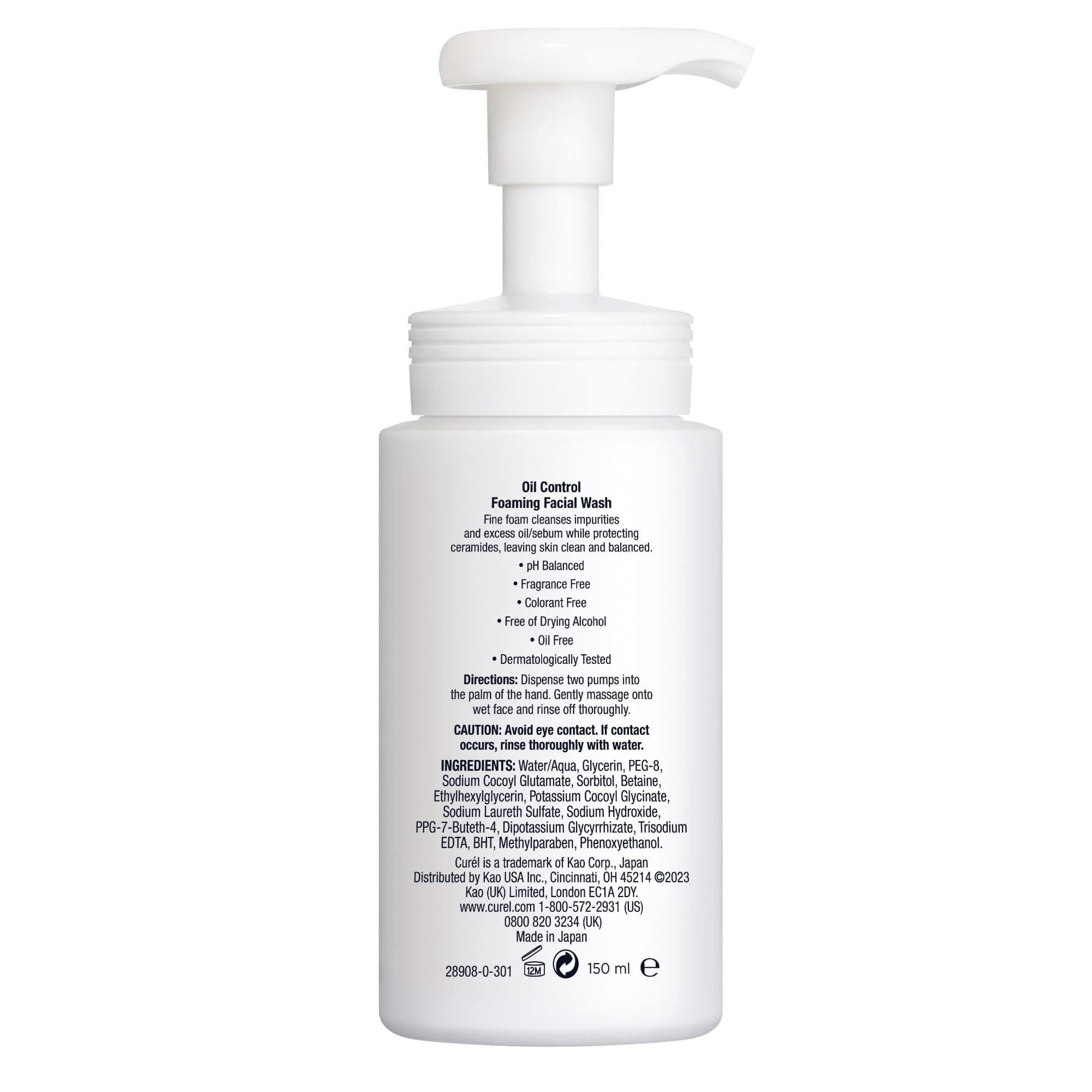 Foto 6 pulgar | Jabón Facial Curel Oil Control Foaming 150 Ml Para Piel Seca Y Sensible - Venta Internacional.