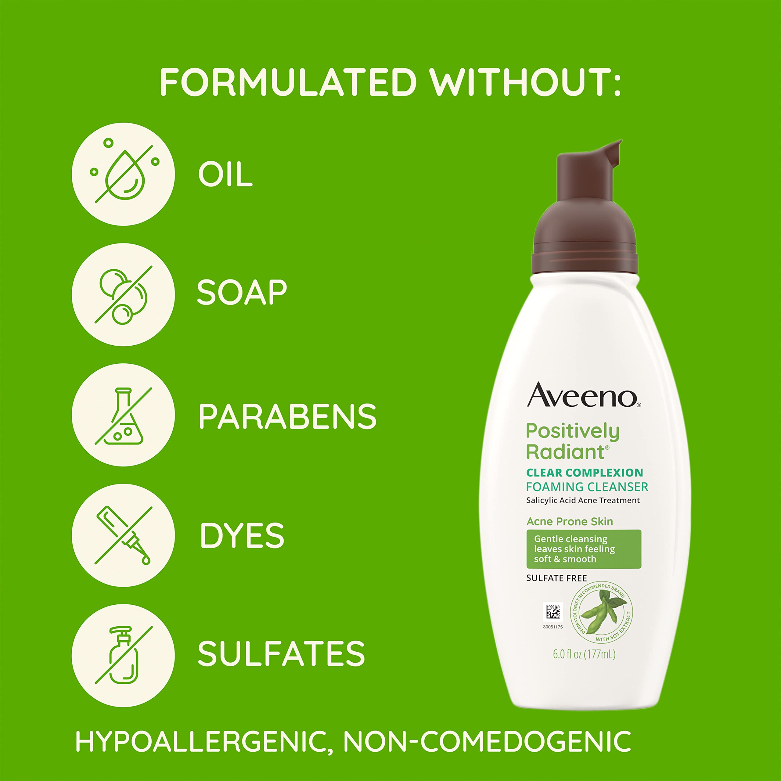 Foto 6 pulgar | Limpiador Facial Aveeno Clear Complexion Con Extracto De Soja 180 Ml - Venta Internacional.