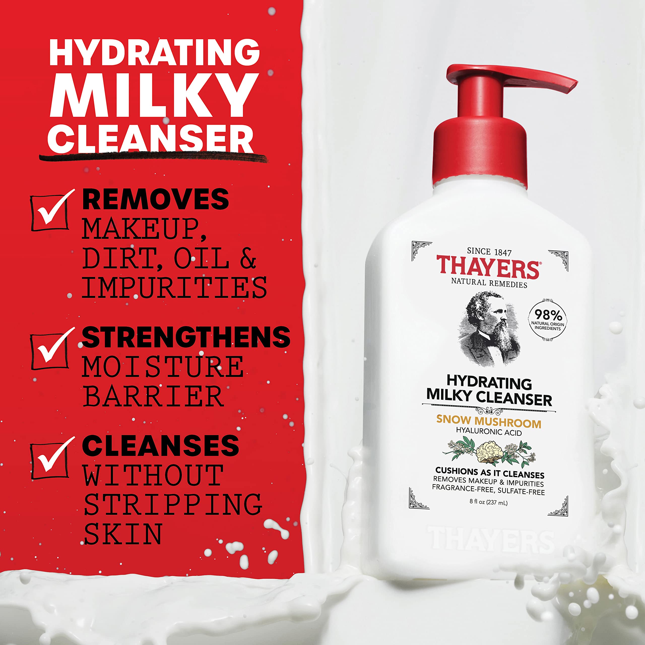 Foto 3 pulgar | Limpiador Facial Thayers Milky Con Hongos De Nieve Y Ácido Hialurónico - Venta Internacional.