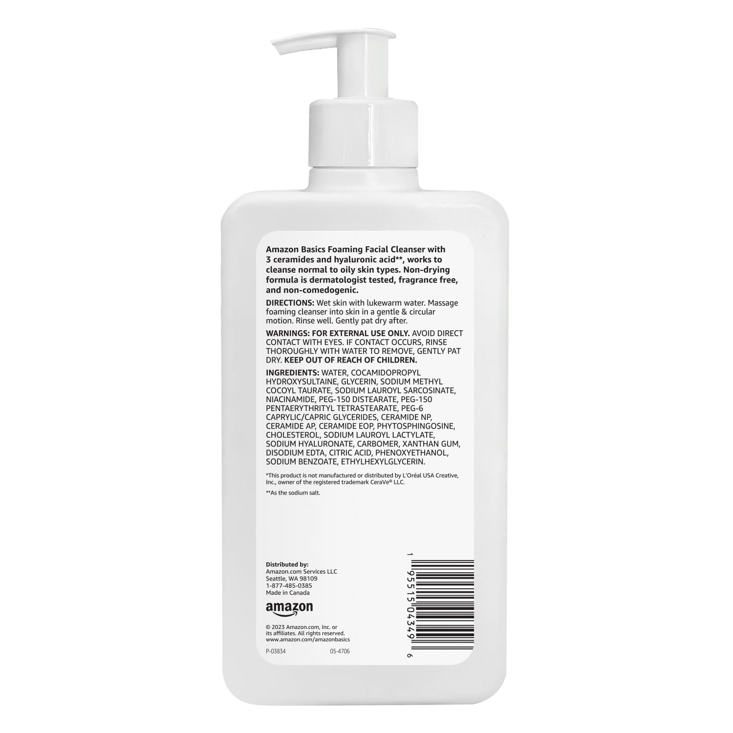 Foto 3 pulgar | Limpiador Facial Amazon Basics Espumoso Con Ceramidas 350 Ml - Venta Internacional.