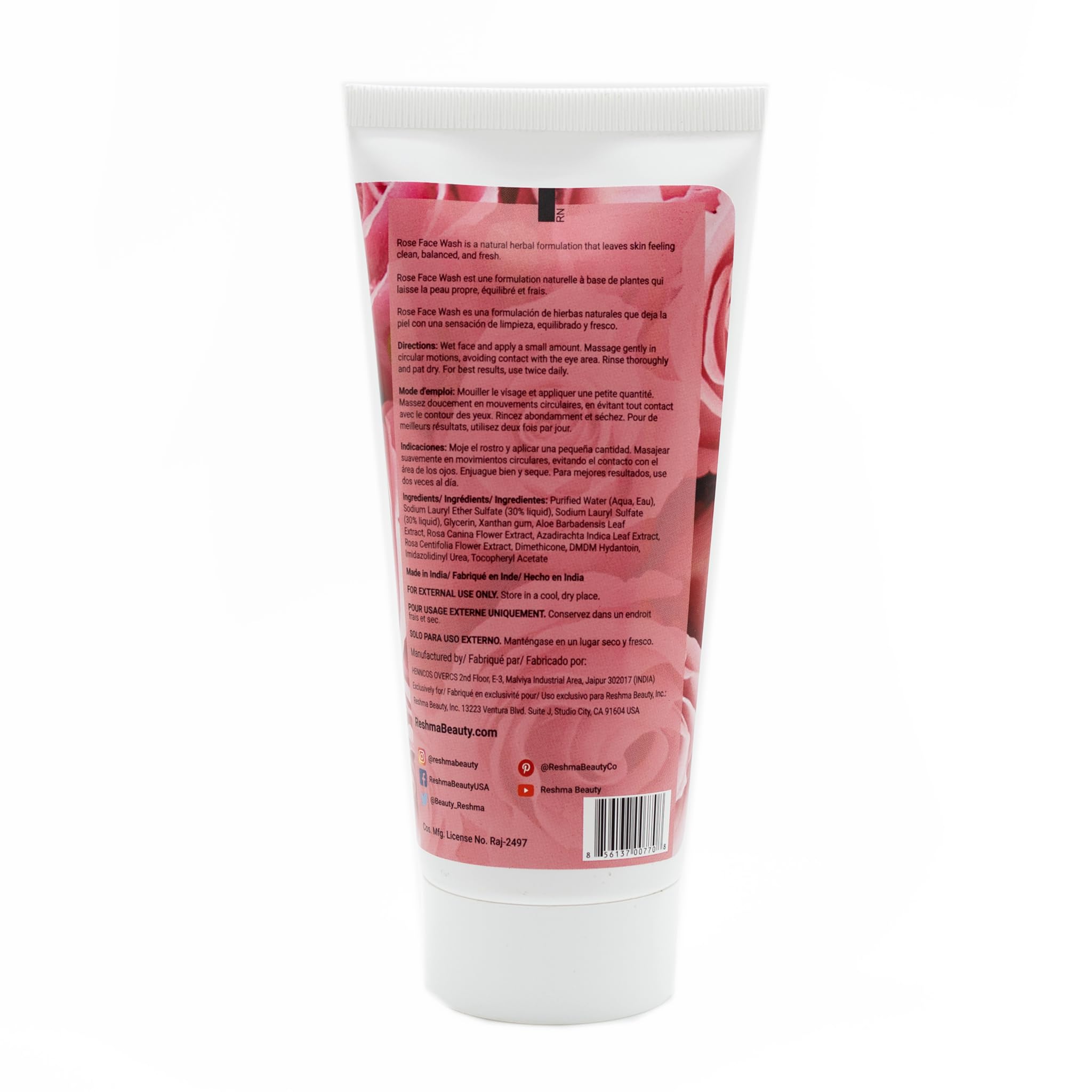 Foto 3 | Jabón Facial Reshma Beauty Rose Para Todo Tipo De Piel 180 Ml (x6) - Venta Internacional.