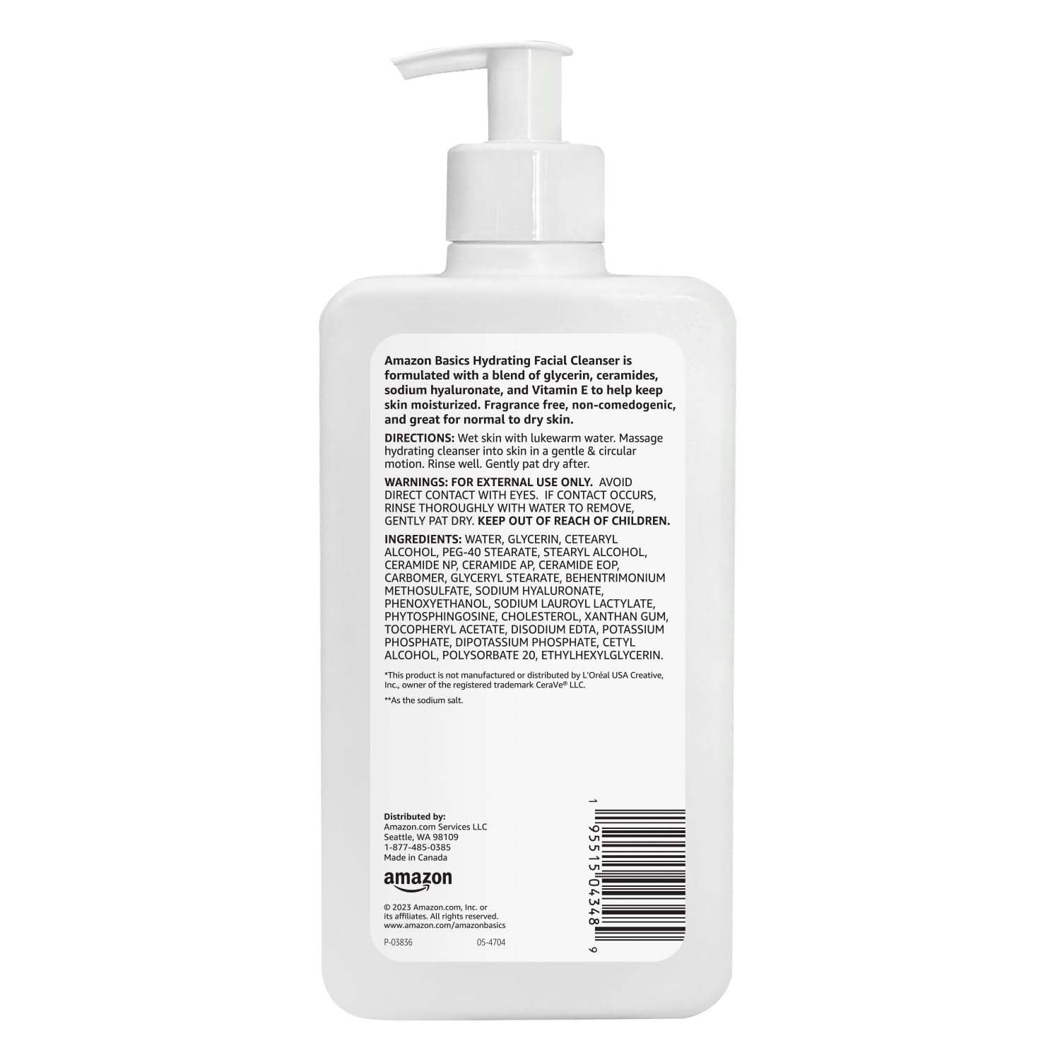 Foto 2 | Limpiador Facial Amazon Basics Hidratante Con Ceramidas Y Ácido Hialurónico, 355 Ml - Venta Internacional.