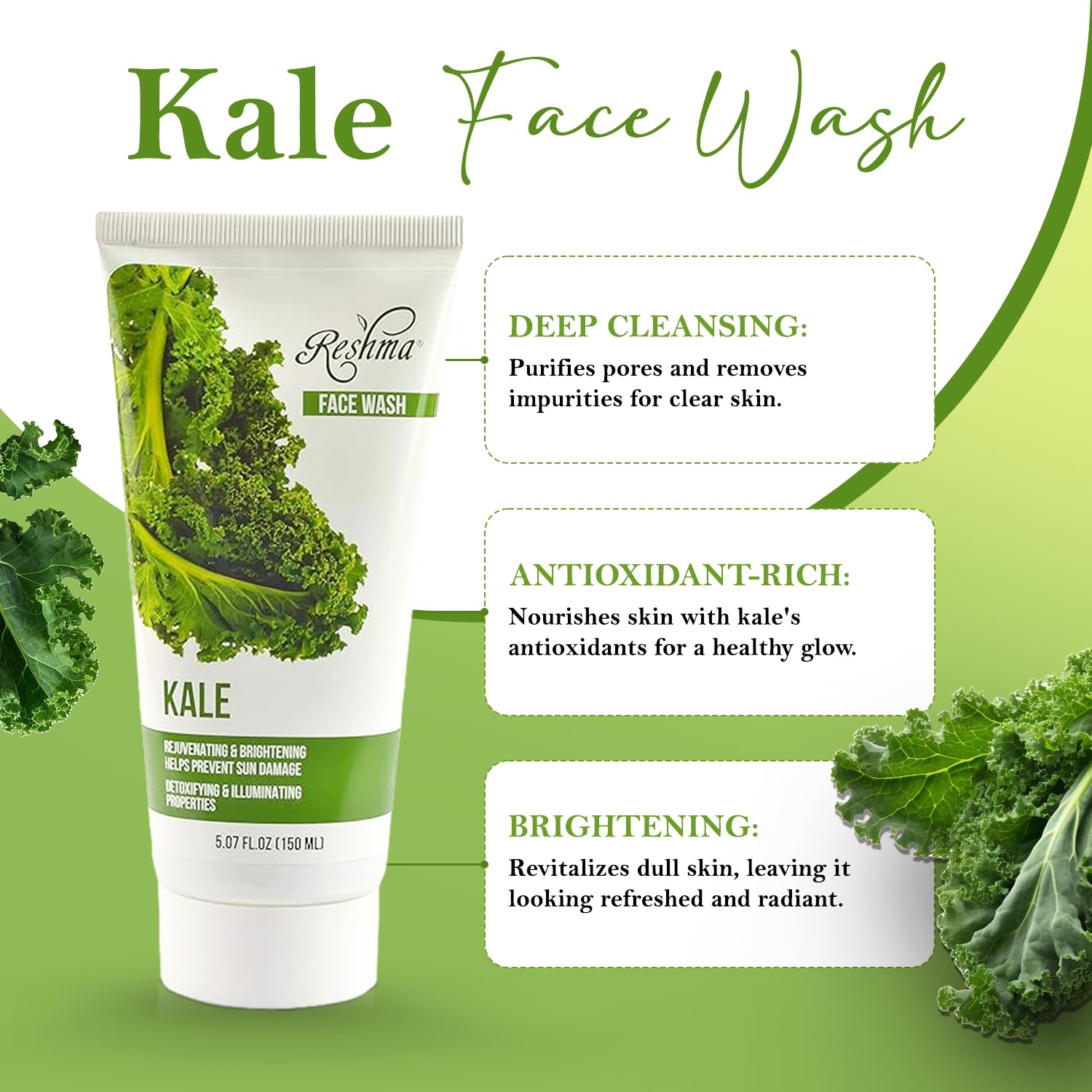 Foto 4 pulgar | Limpiador Face Wash Reshma Beauty Kale, 150 Ml, Para Todo Tipo De Piel - Venta Internacional.