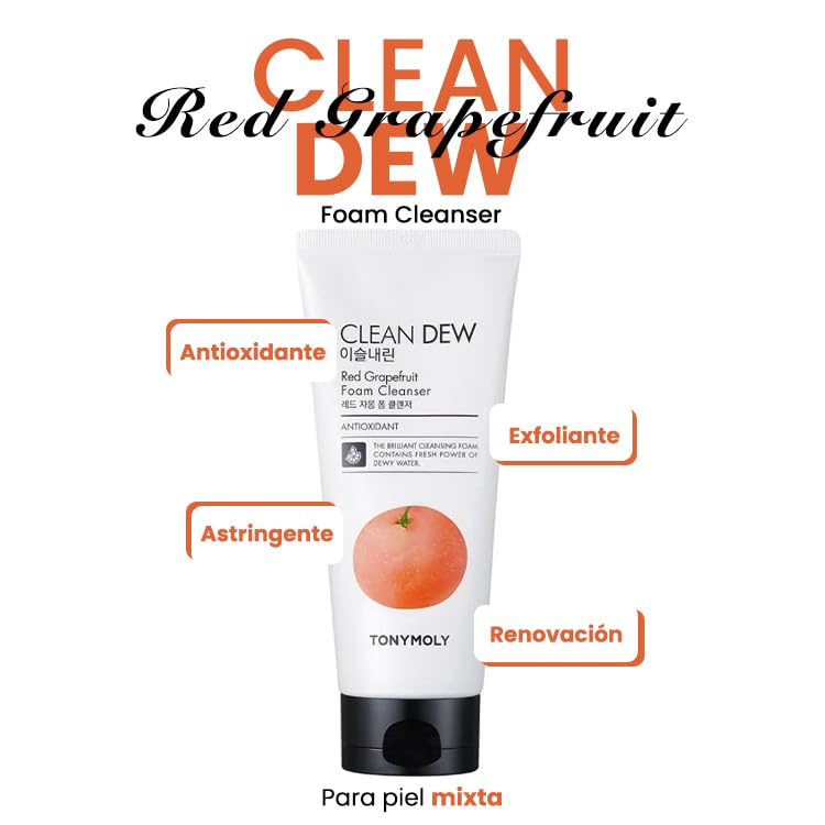 Foto 3 pulgar | Limpiador En Espuma Tonymoly Clean Dew Red Grapefruit 180 Ml - Venta Internacional.