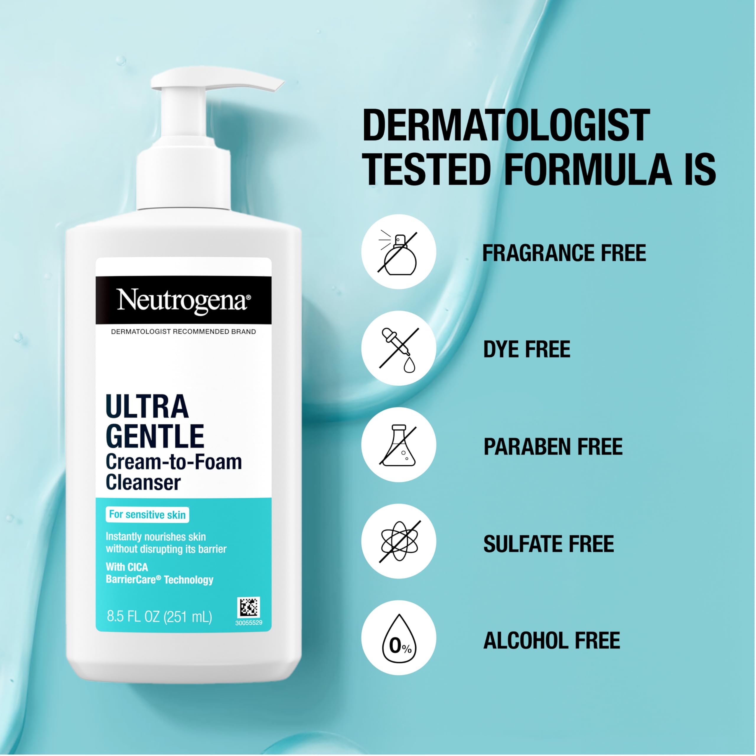 Foto 7 pulgar | Limpiador Facial Neutrogena Ultra Gentle Cream To Foam 250 Ml - Venta Internacional.