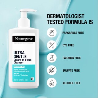 Foto 6 | Limpiador Facial Neutrogena Ultra Gentle Cream To Foam 250 Ml - Venta Internacional.
