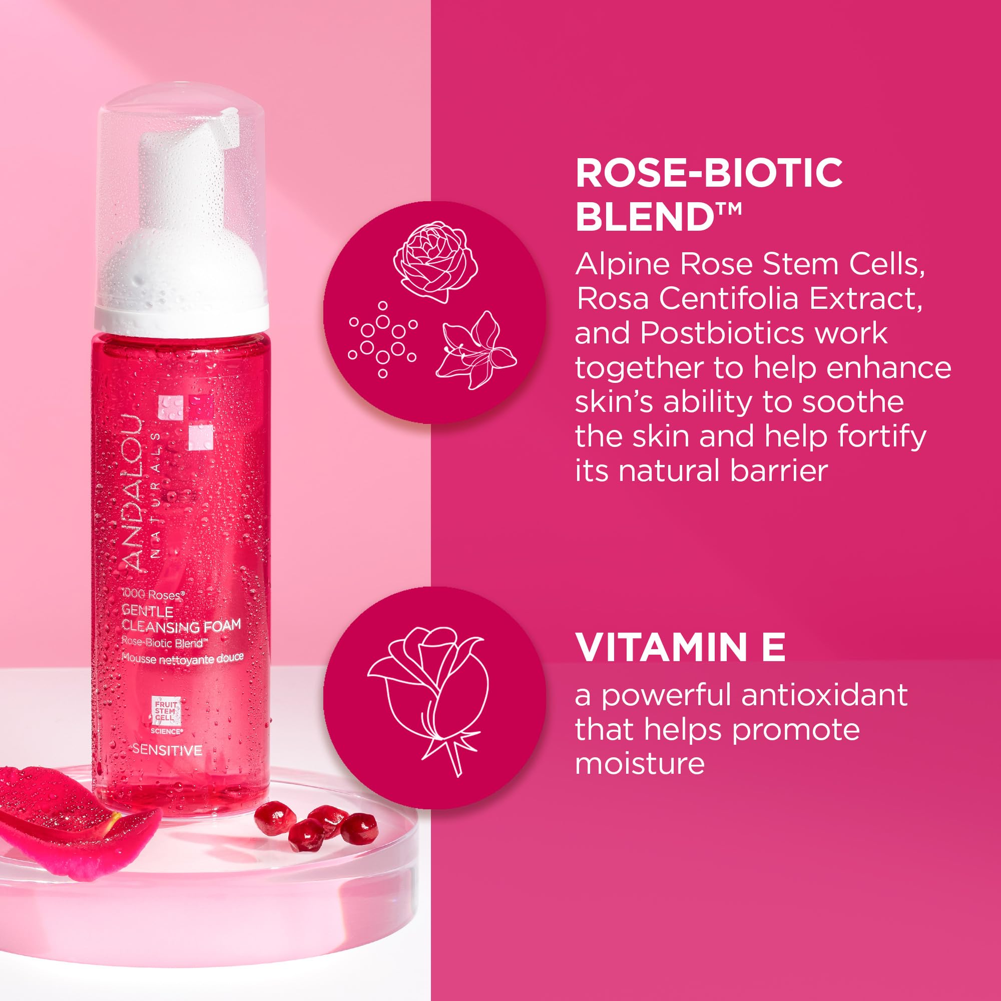 Foto 5 pulgar | Espuma Limpiadora Andalou Naturals 1000 Roses  300 Ml - Venta Internacional.