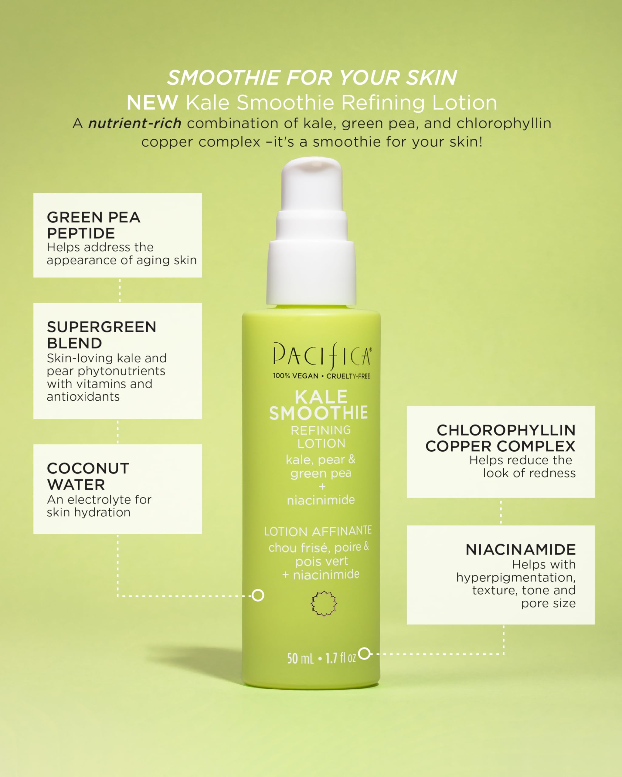 Foto 2 | Set De Cuidado De La Piel Pacifica Beauty Kale Smoothie Lotion & Face Wash - Venta Internacional.