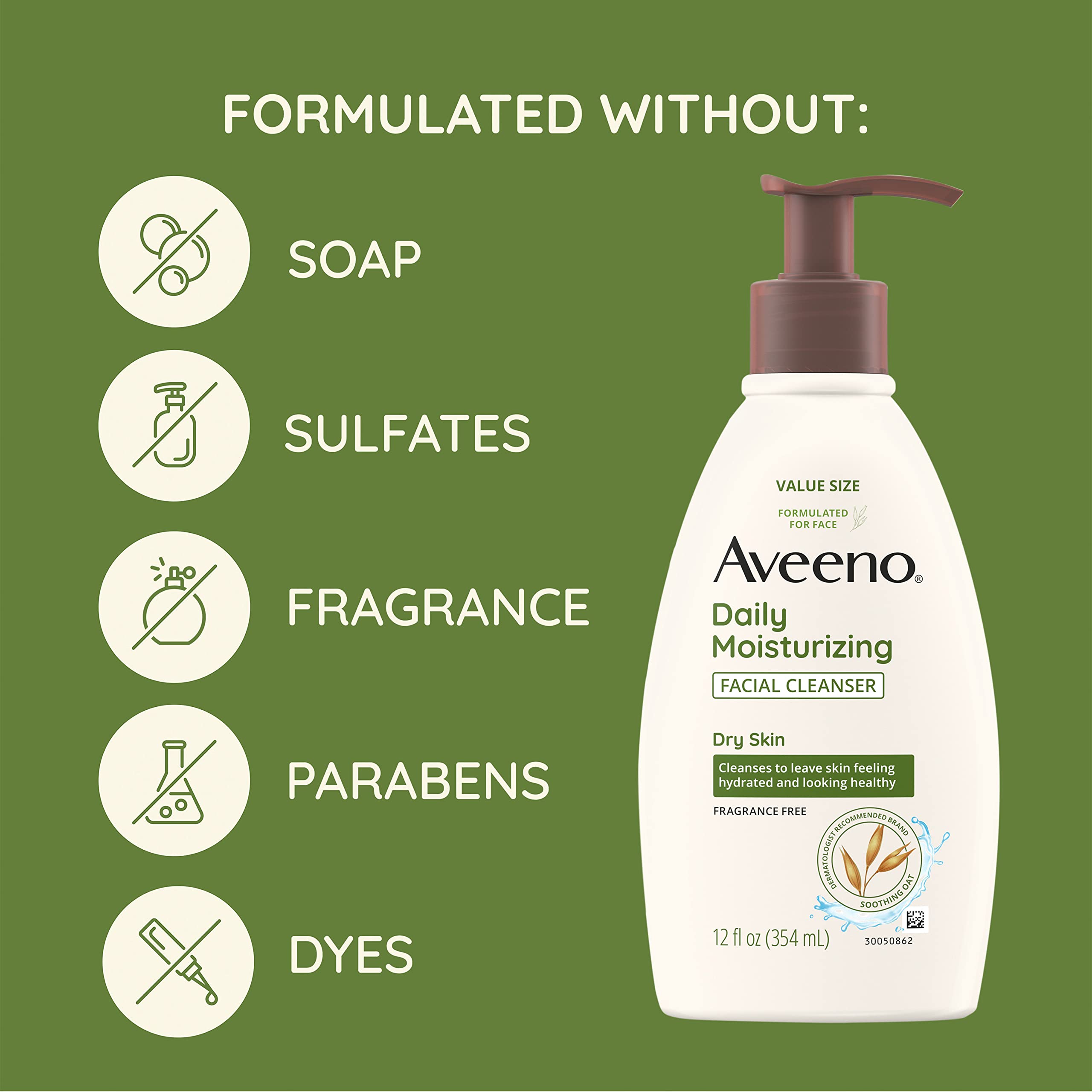 Foto 6 pulgar | Limpiador Facial Aveeno, Hidratante Diario Para Piel Seca, 355 Ml - Venta Internacional.