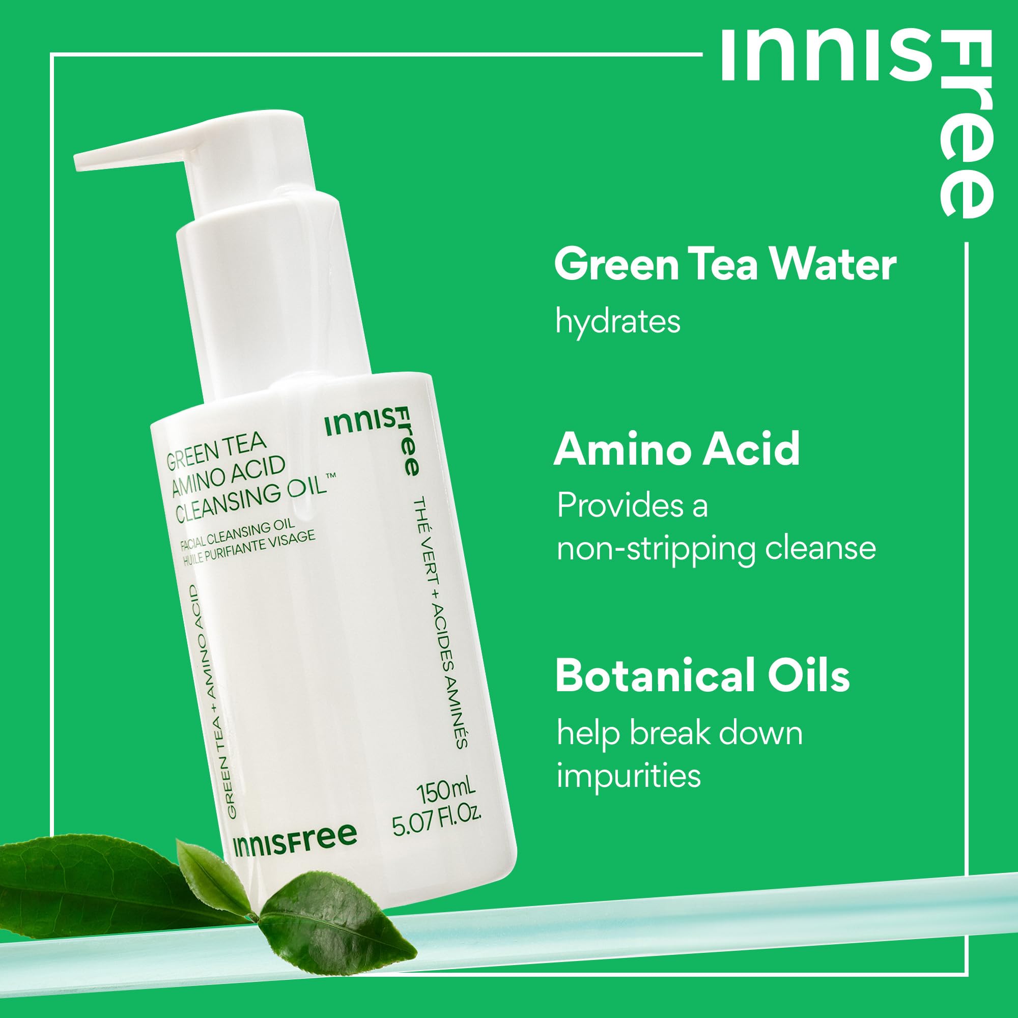 Foto 3 pulgar | Aceite Limpiador Hidratante De Aminoácidos De Té Verde Sin Innisfree 150 Ml - Venta Internacional.