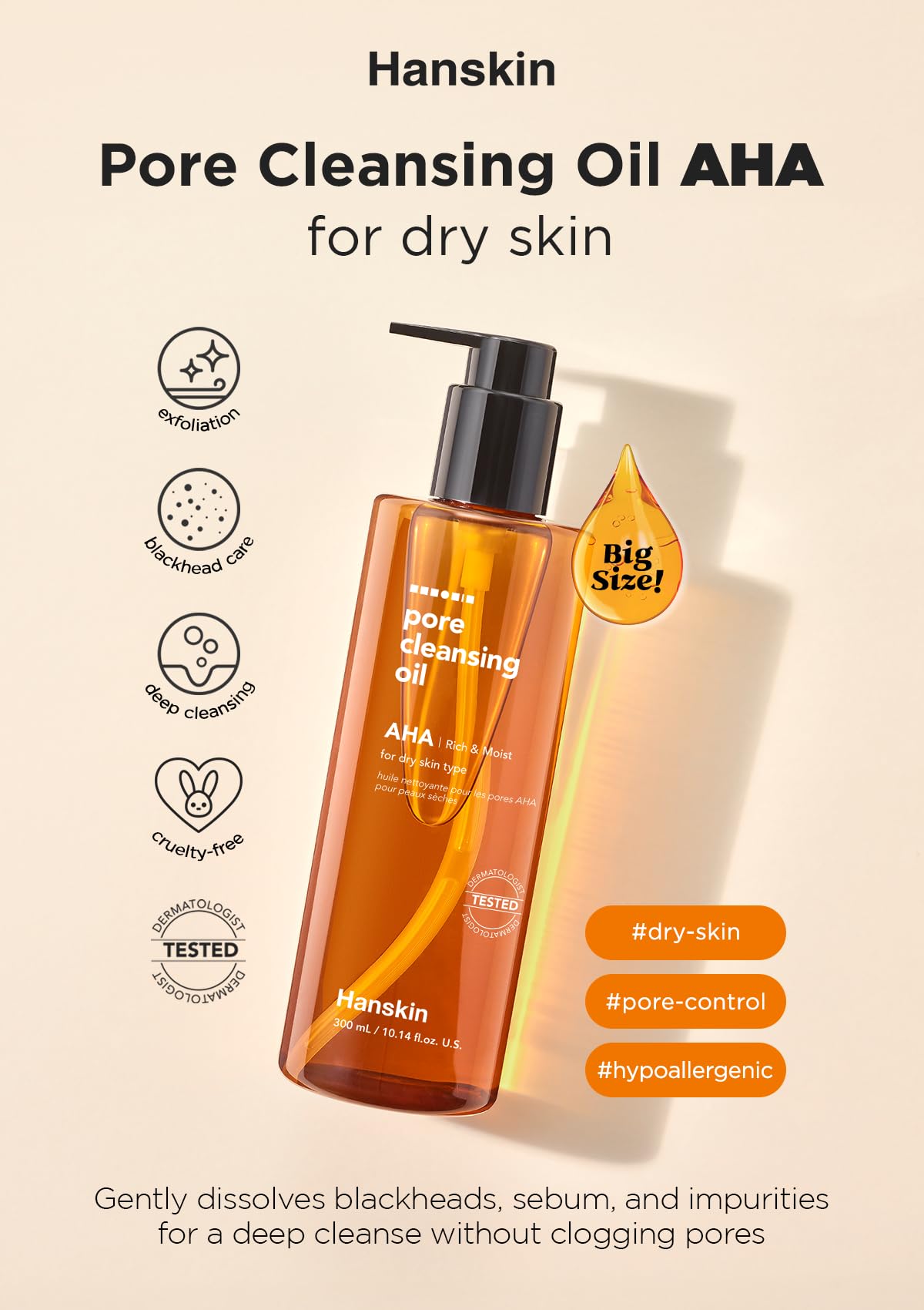 Foto 2 | Aceite Limpiador Hanskin Aha Pore Para Piel Seca 300 Ml - Venta Internacional.