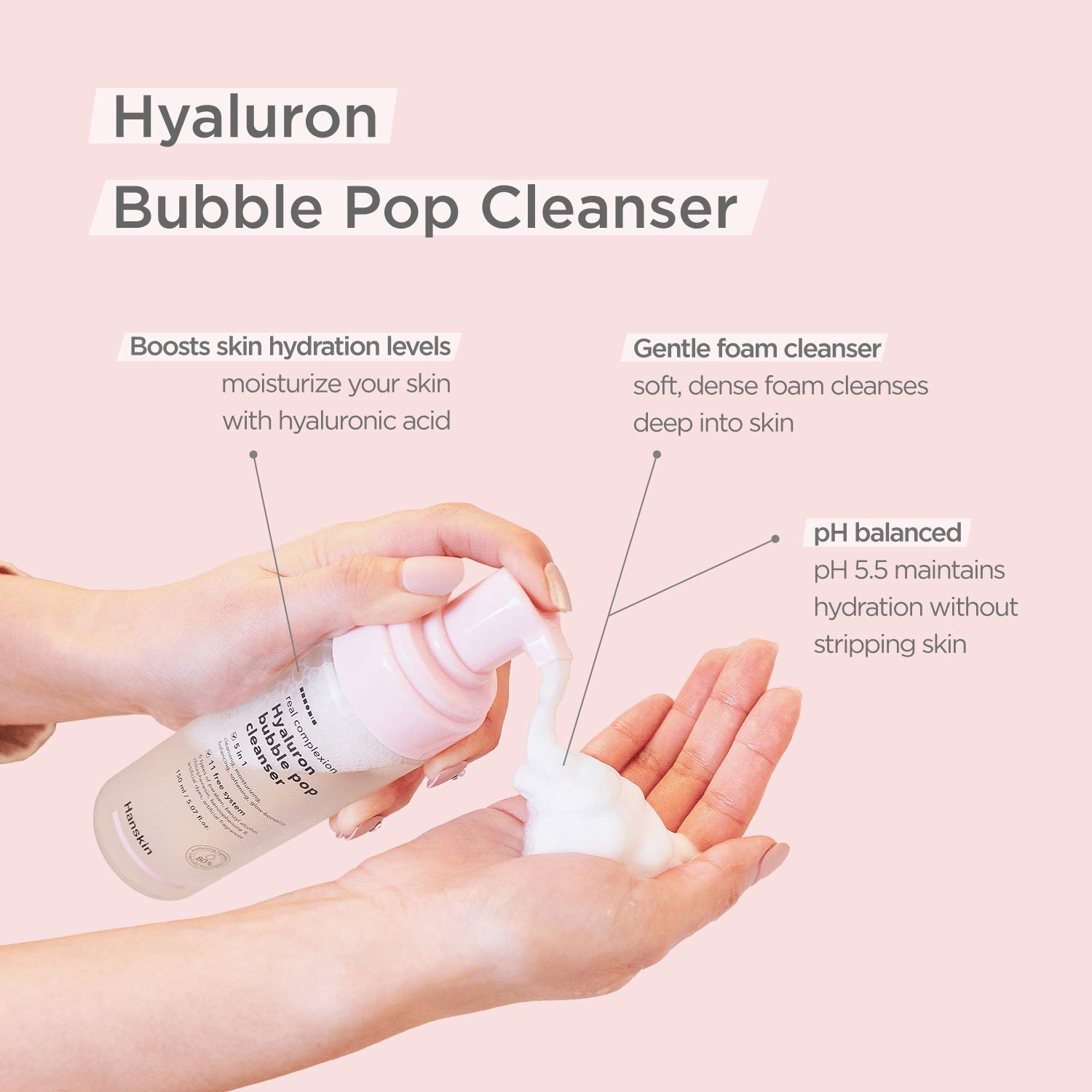 Foto 5 pulgar | Limpiador Hanskin Real Complexion Hyaluron Bubble Pop 150 Ml - Venta Internacional.