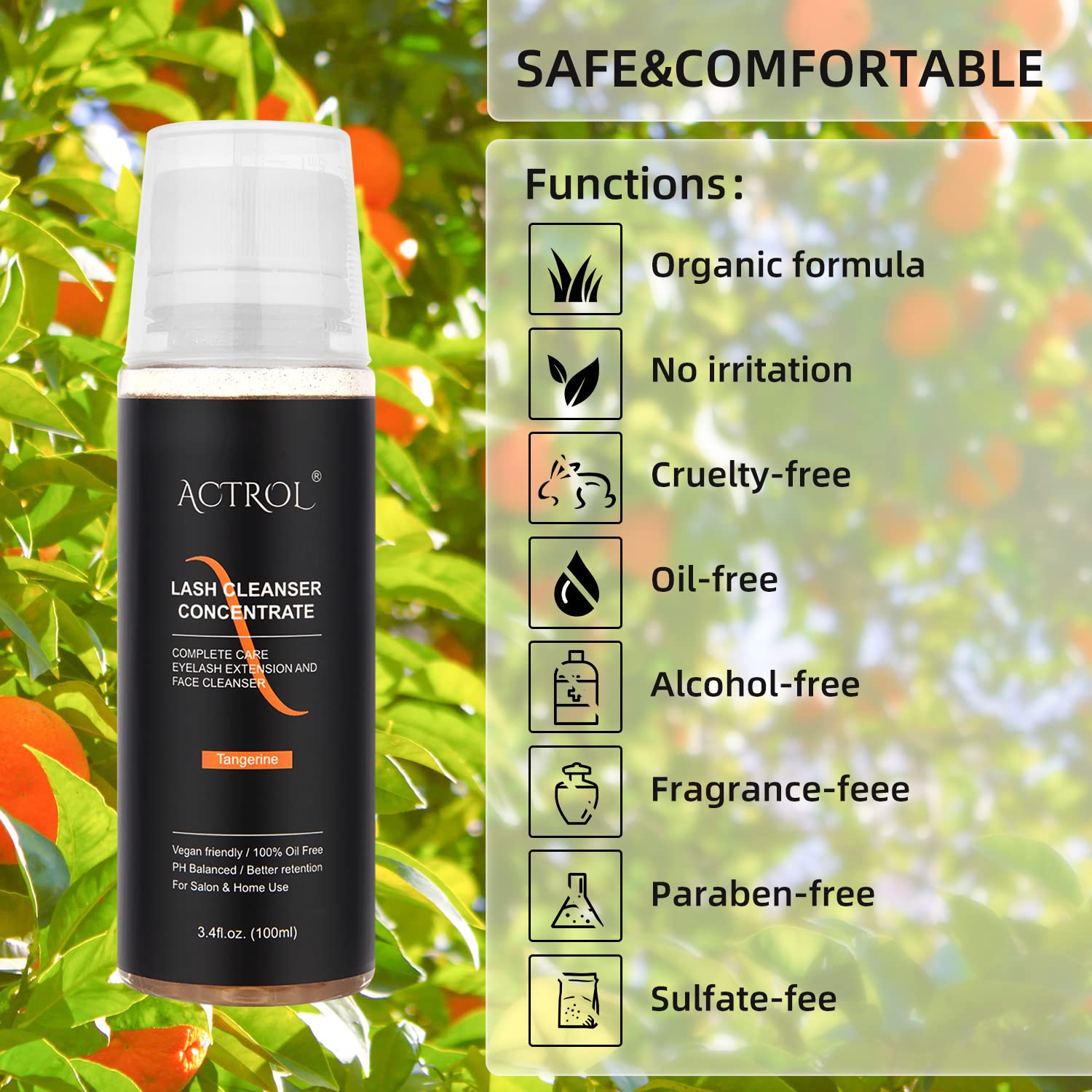 Foto 2 | Limpiador De Pestañas Concentrado Actrol Tangerine 100ml - Venta Internacional.