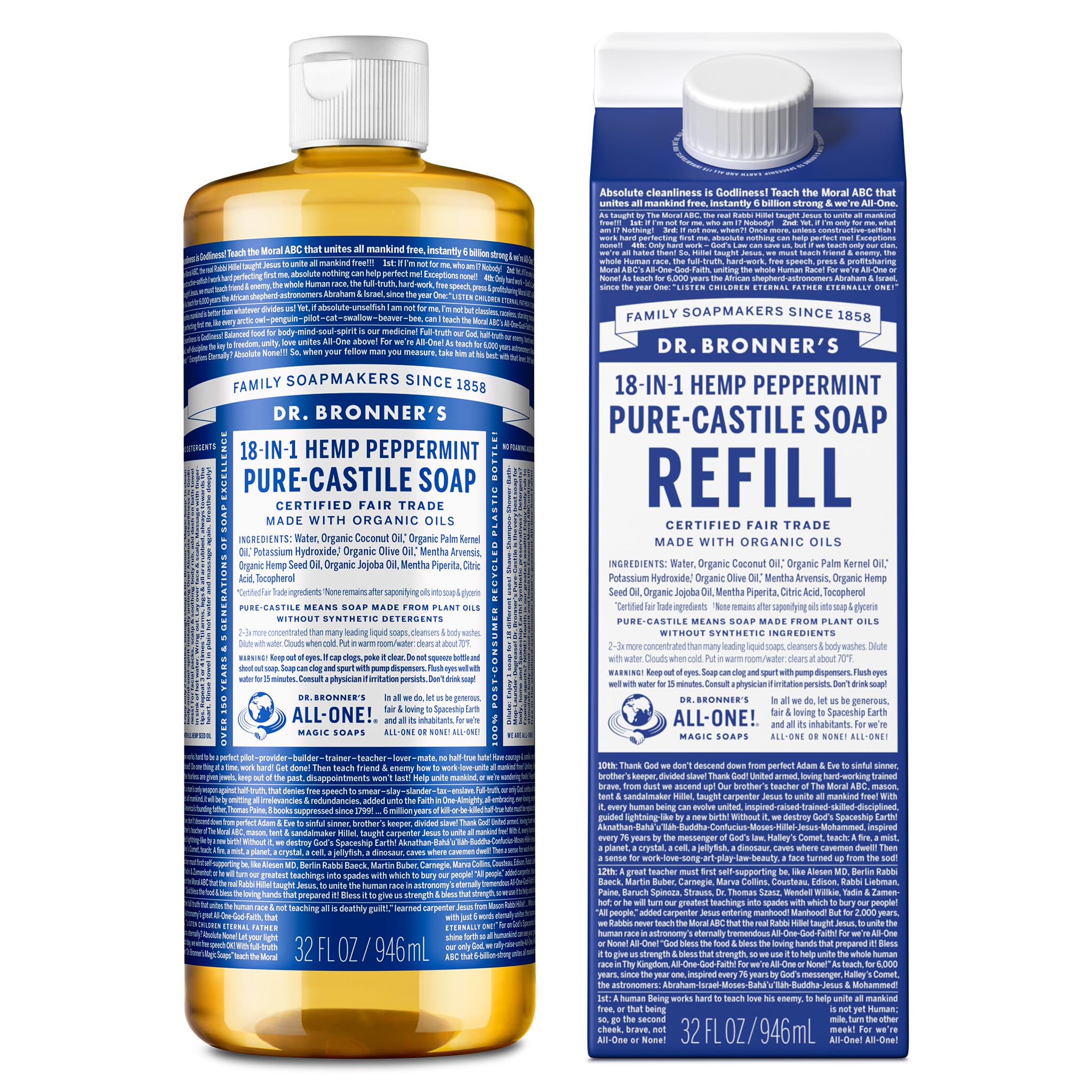 Foto 1 | Jabón Líquido Dr. Bronner's Pure-castile Peppermint 946ml - Venta Internacional.