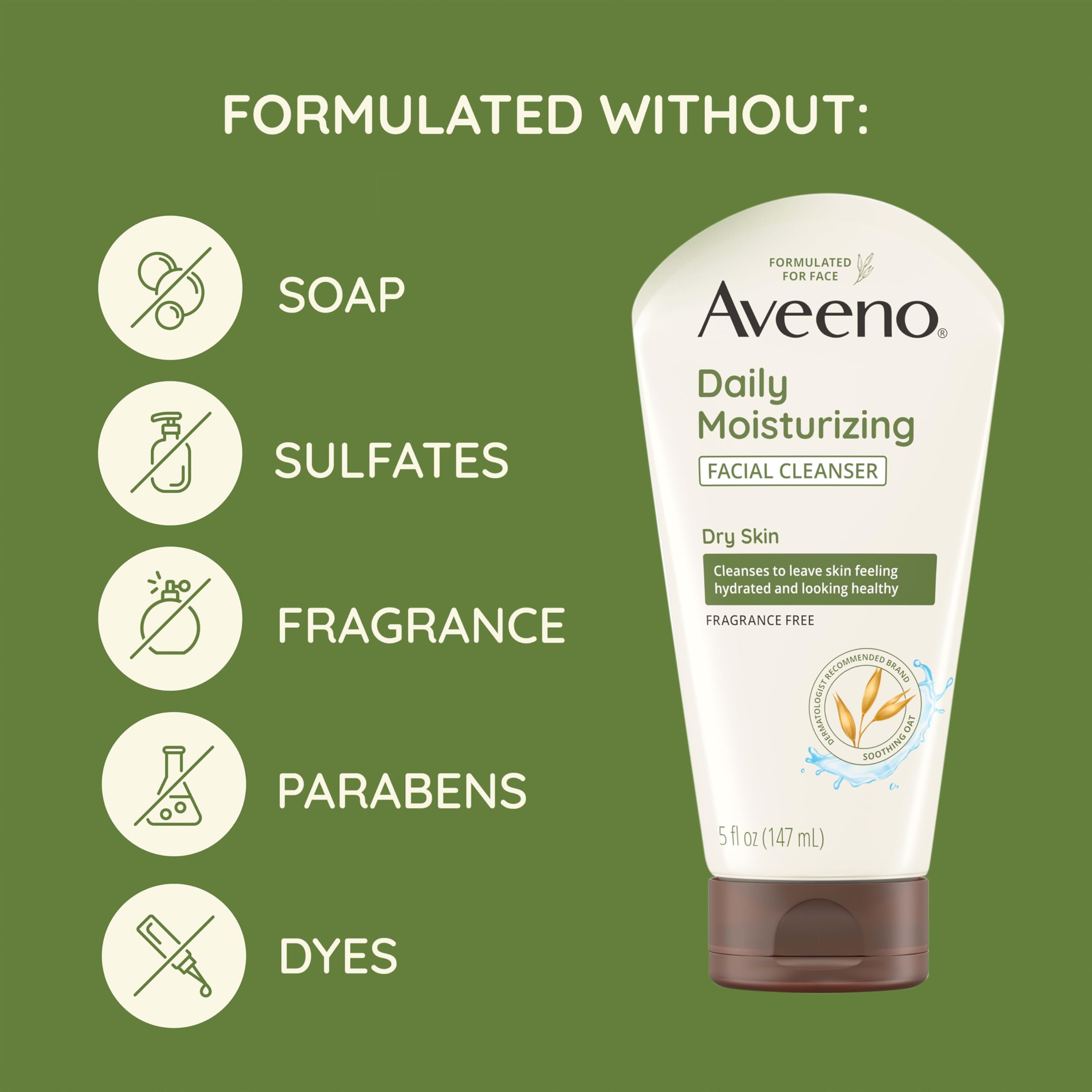 Foto 5 pulgar | Limpiador Facial Aveeno, Hidratante Diario Para Piel Seca, 150 Ml - Venta Internacional.