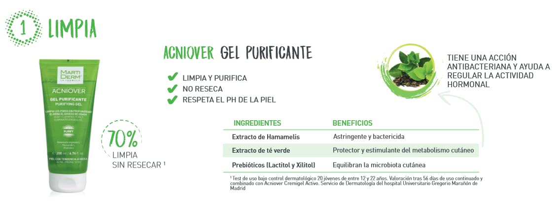 Foto 4 pulgar | Gel Limpiador Martiderm Acniover Para Pieles Grasas Y Acneicas 200 Ml - Venta Internacional.