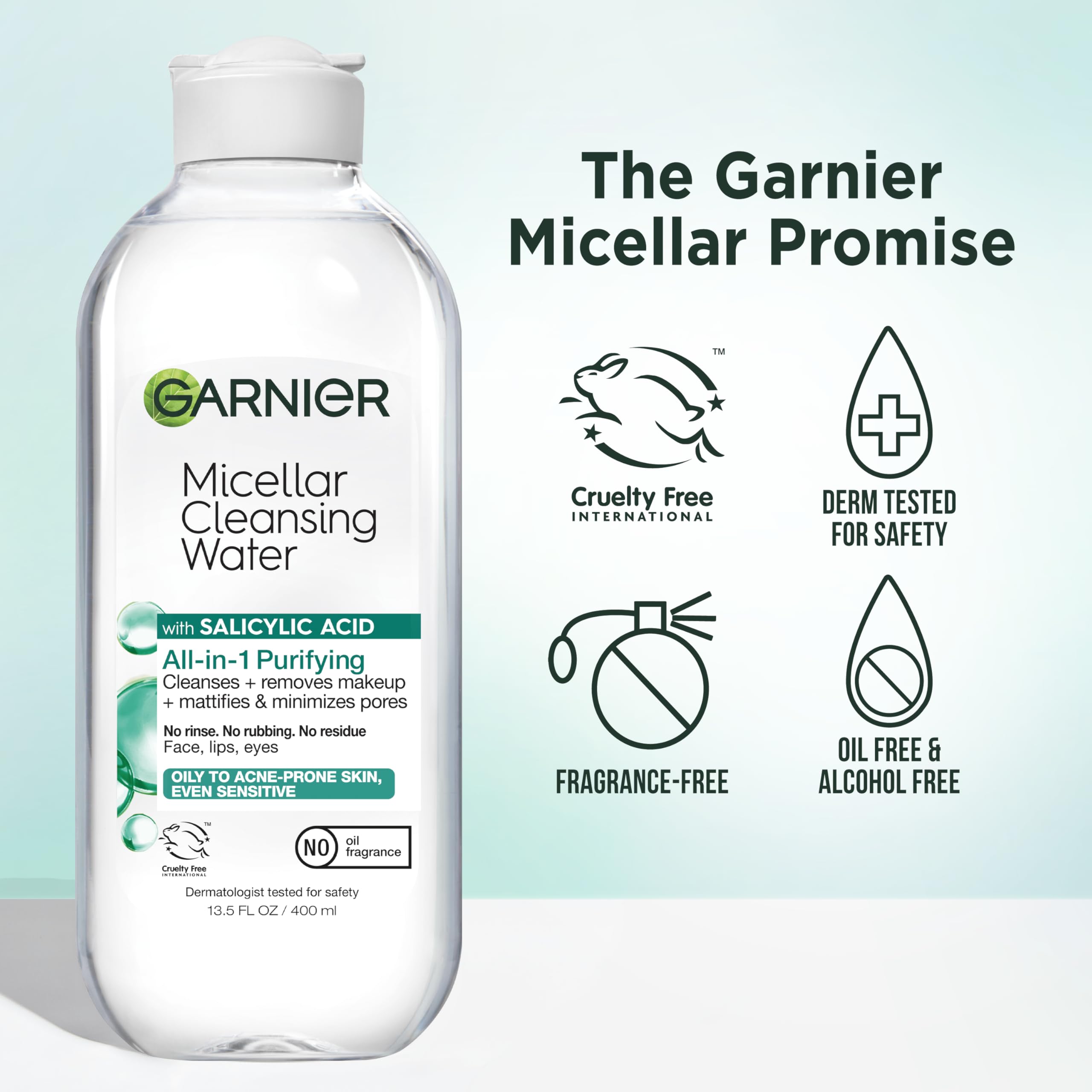 Foto 5 pulgar | Agua Micelar Garnier Con Ácido Salicílico 400 Ml Para Pieles Grasas - Venta Internacional.