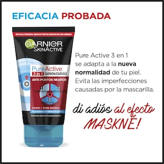 Foto 3 | Limpiador Garnier Pure Active 3 En 1, Carbón Vegetal, 150 Ml - Venta Internacional.