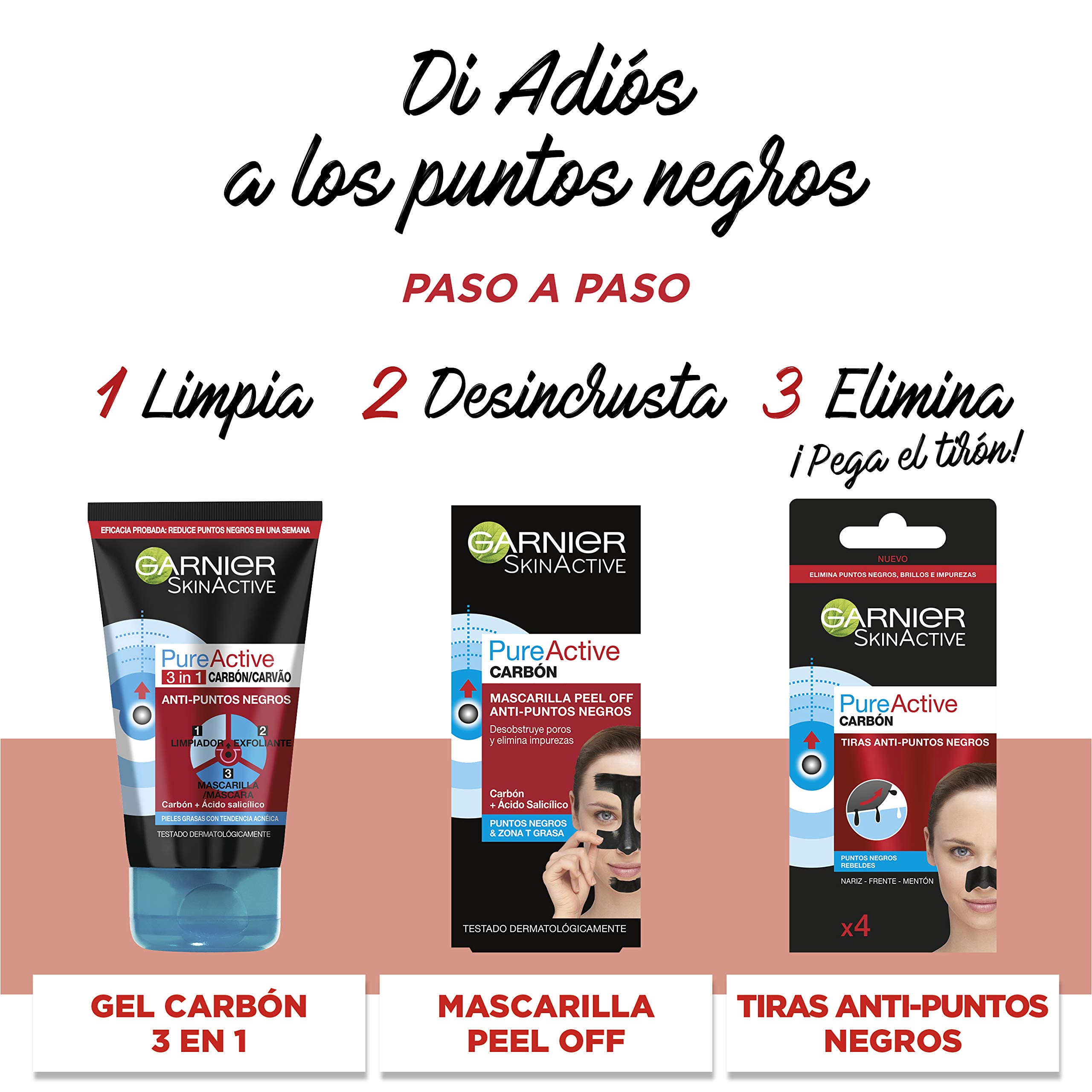 Foto 5 pulgar | Limpiador Garnier Pure Active 3 En 1, Carbón Vegetal, 150 Ml - Venta Internacional.