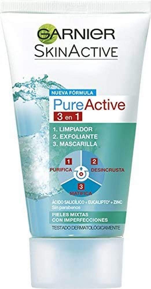 Foto 2 pulgar | Gel Limpiador Garnier Pure Active 3 En 1 150 Ml - Venta Internacional.