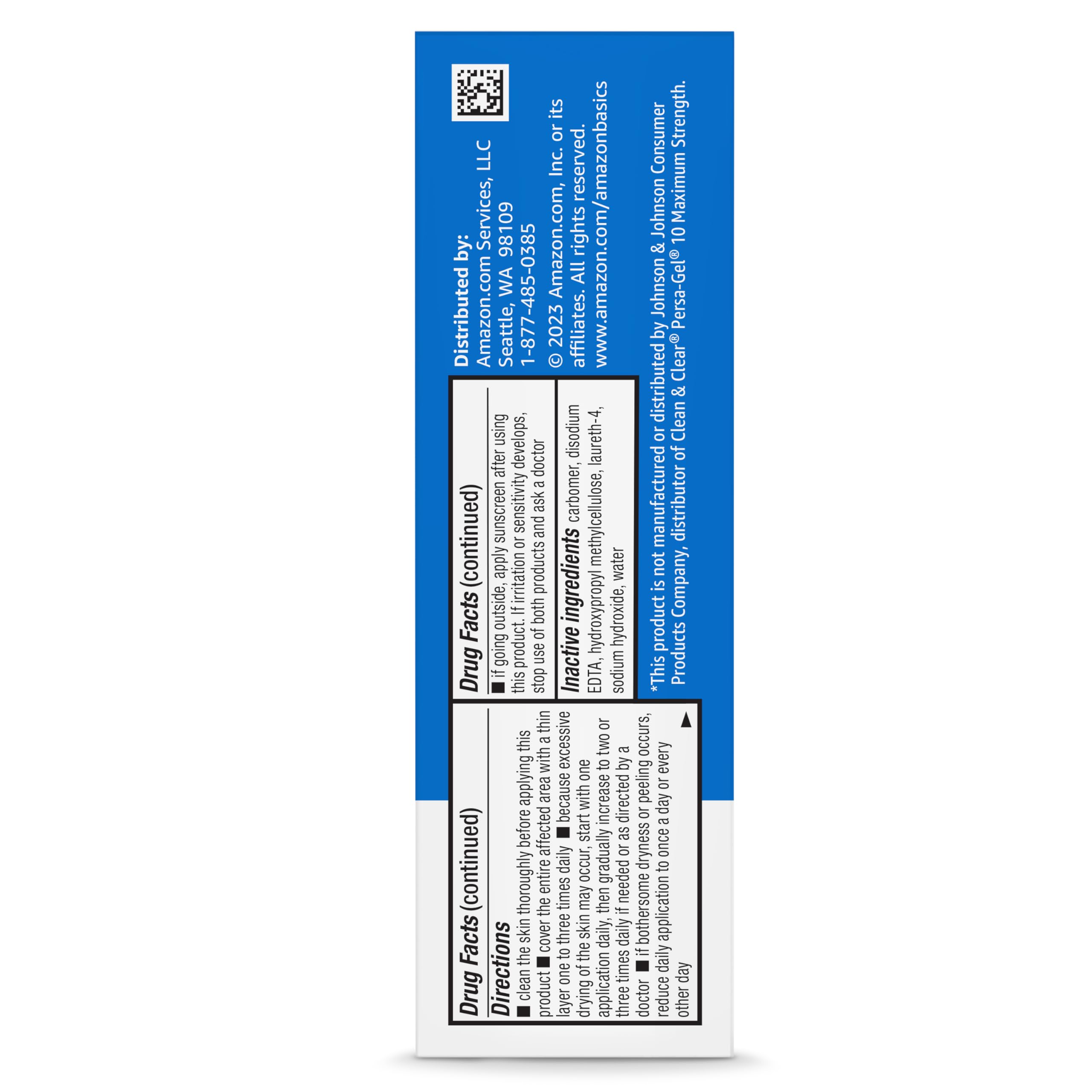Foto 3 pulgar | Gel Facial Amazon Basics con Peróxido de Benzoilo 10% 28 g - Venta Internacional