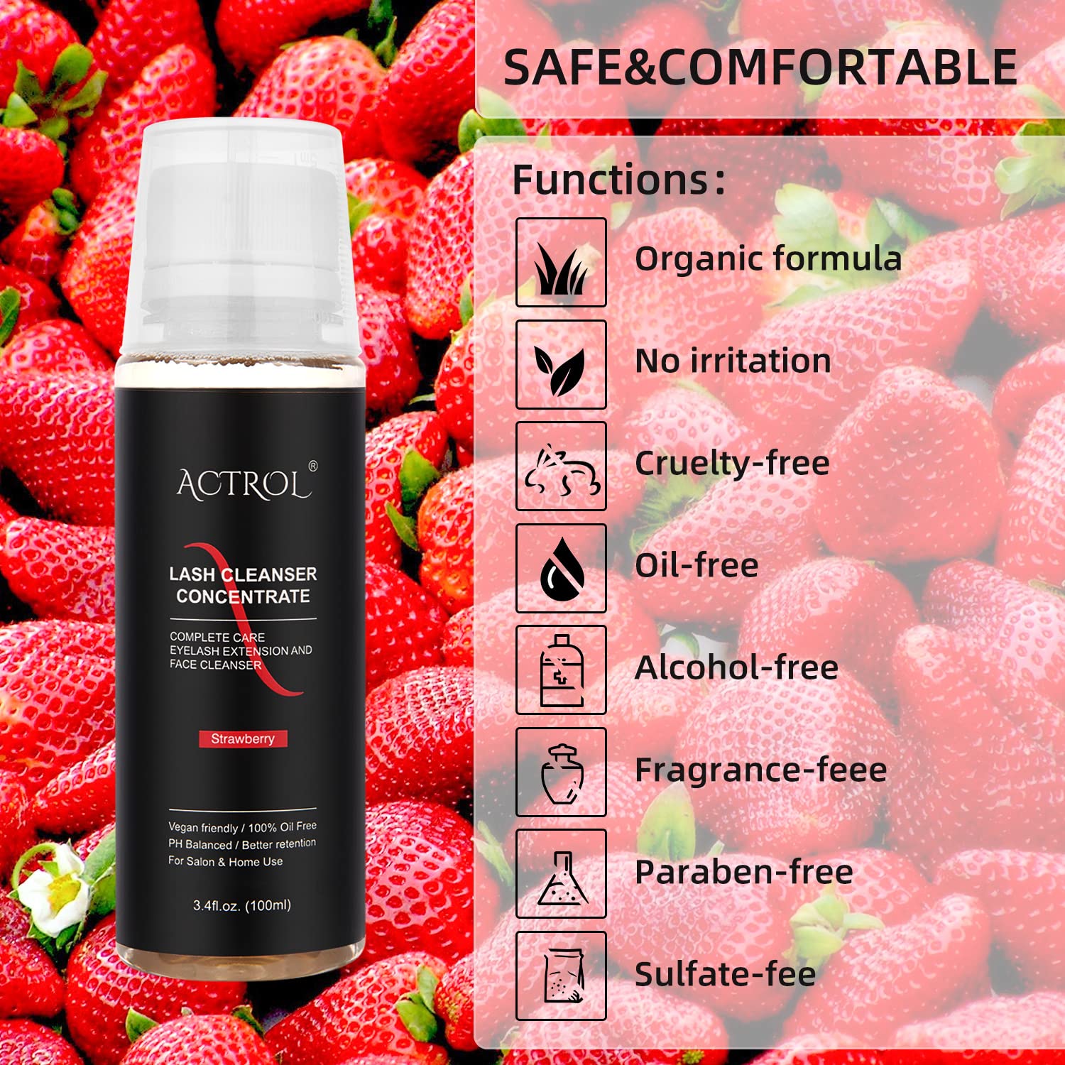 Foto 2 | Limpiador De Pestañas Concentrado Actrol Fresa 100 Ml - Venta Internacional.