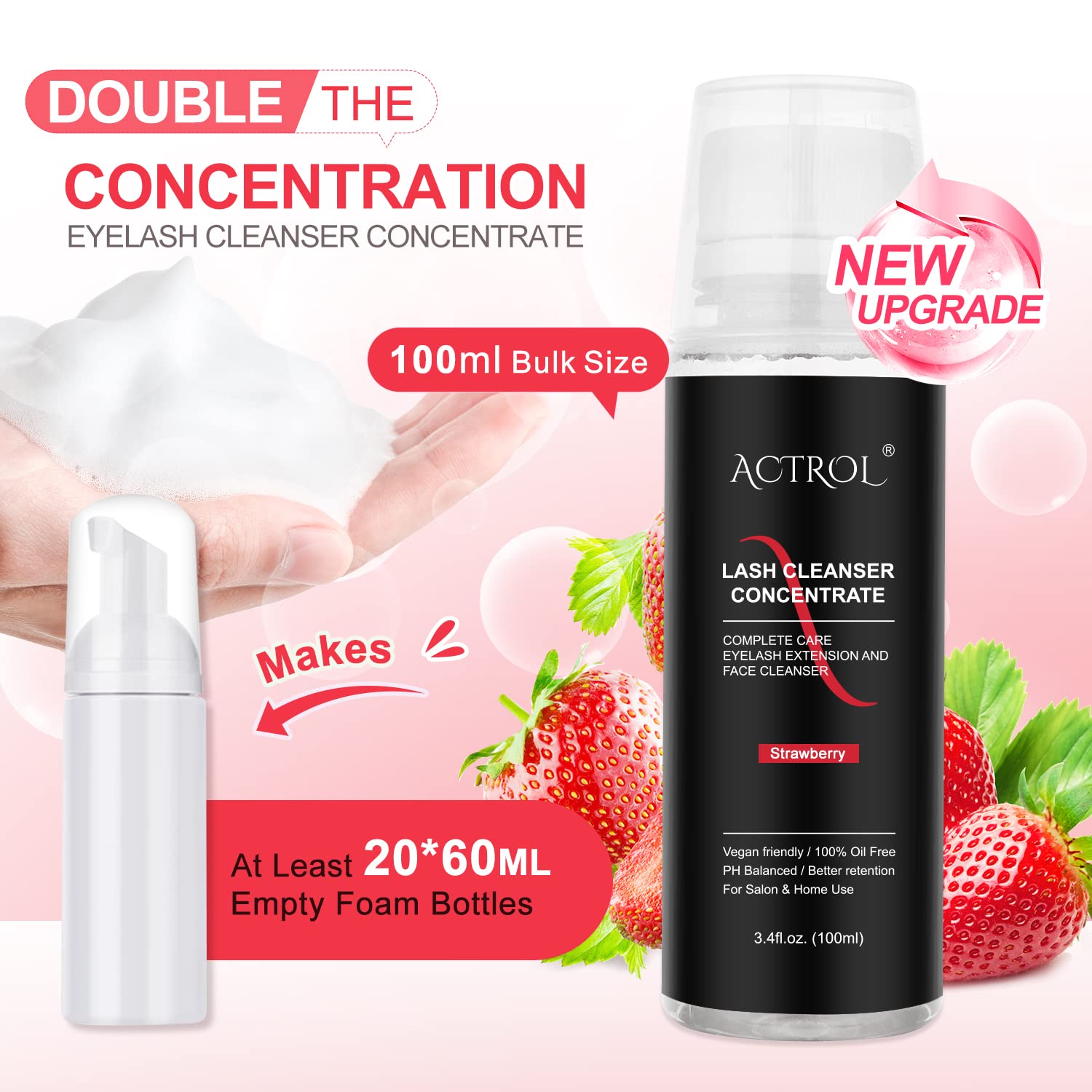 Foto 4 pulgar | Limpiador De Pestañas Concentrado Actrol Fresa 100 Ml - Venta Internacional.
