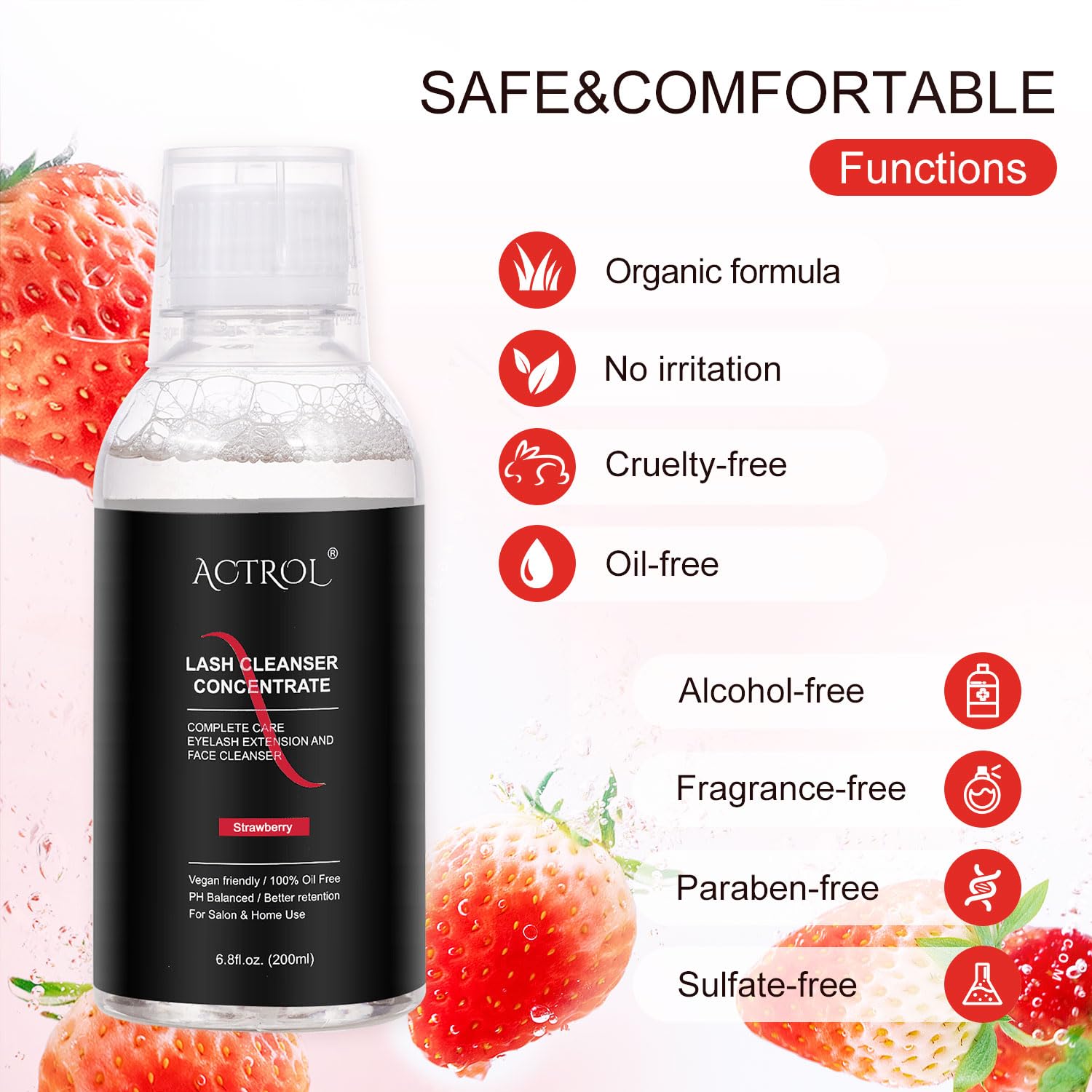 Foto 4 pulgar | Limpiador De Pestañas Concentrado Actrol Fresa 200 Ml - Venta Internacional.