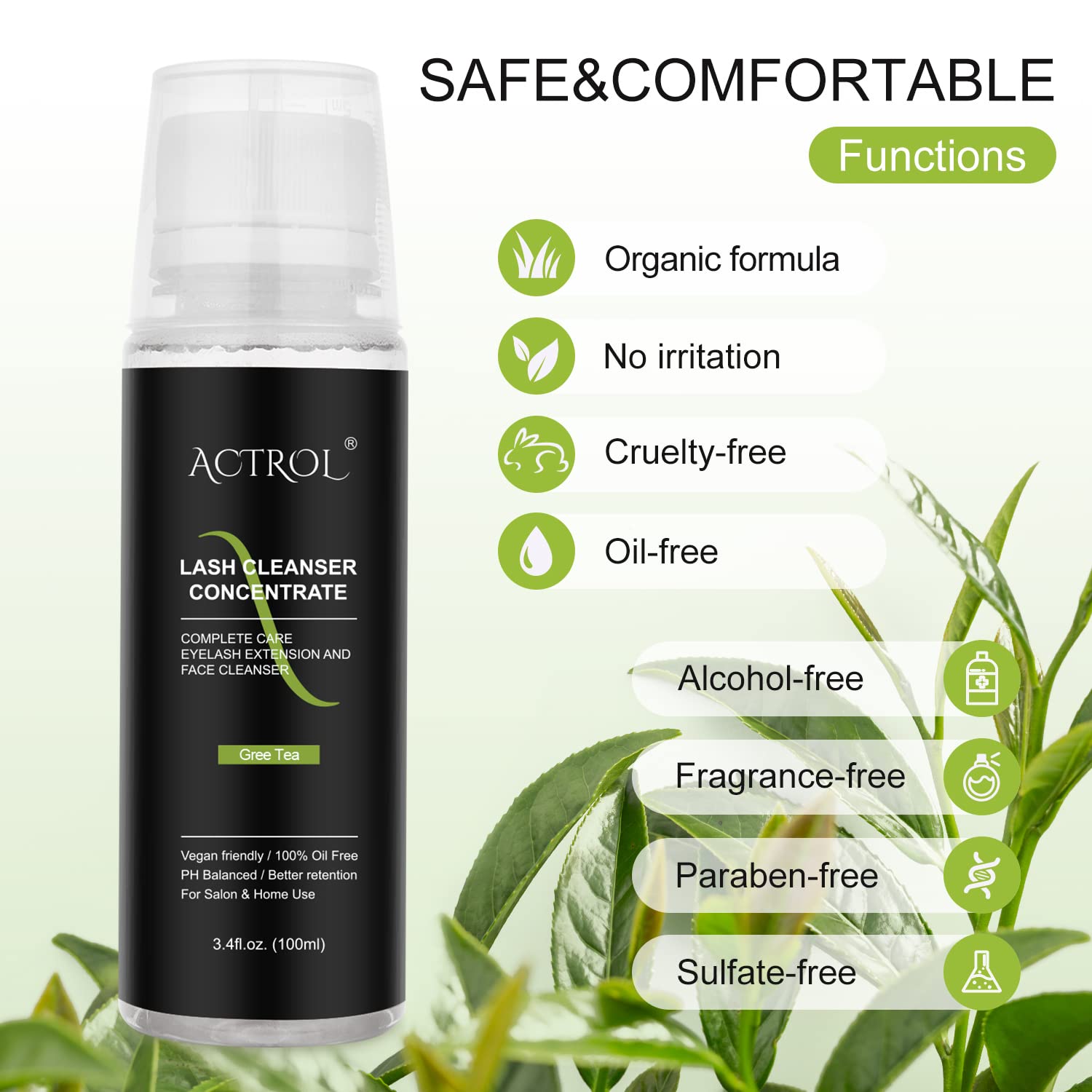 Foto 5 pulgar | Limpiador De Pestañas Concentrado Actrol 100 Ml Té Verde - Venta Internacional.
