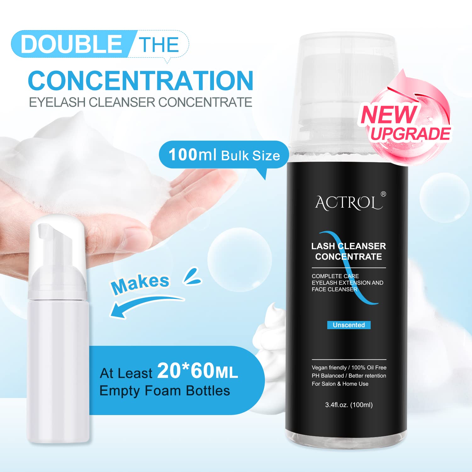 Foto 4 pulgar | Limpiador De Pestañas Concentrado Actrol, Champú Para Pestañas Sin Perfume, 100 Ml - Venta Internacional.