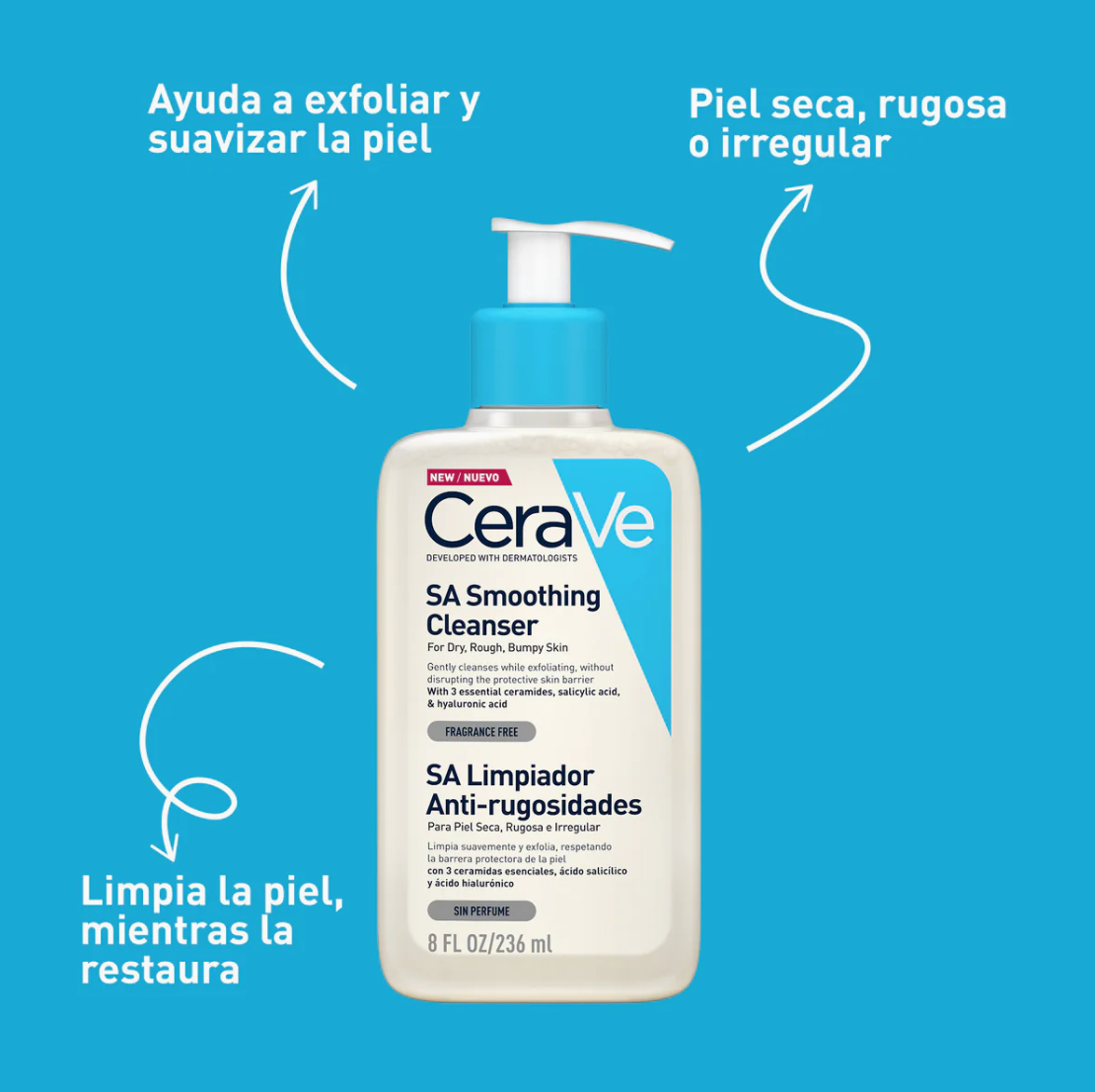 Foto 3 pulgar | Cerave Sa Limpiador Anti-rugosidades Exfoliante Con Ácido Salicílico Y Ceramidas Para Piel Seca O Áspera 236ml