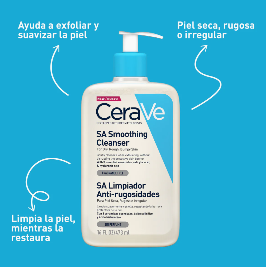 Foto 4 pulgar | Cerave Sa Limpiador Anti-rugosidades Exfoliante Con Ácido Salicílico Y Ceramidas Para Piel Seca O Áspera 473ml