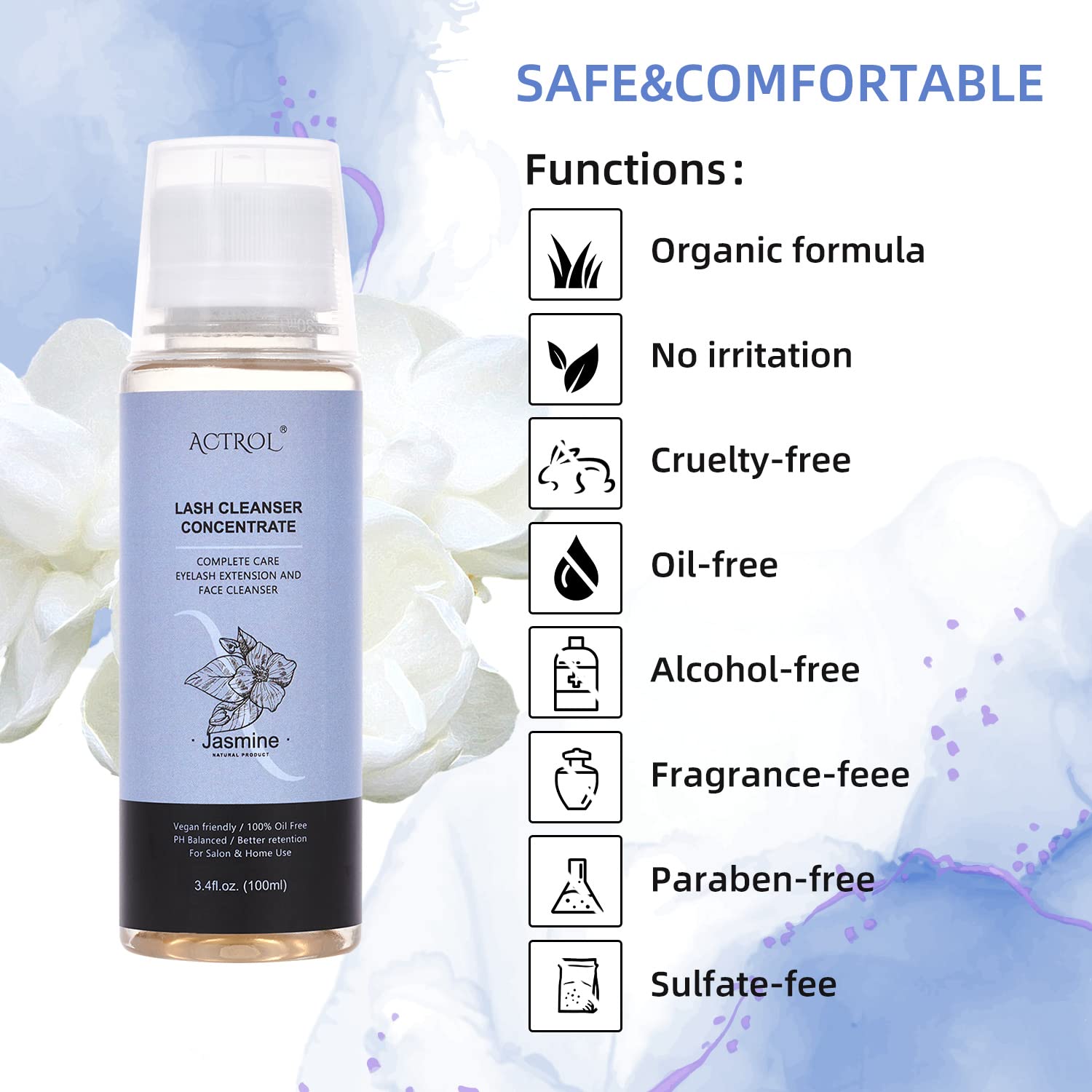 Foto 4 pulgar | Concentrado Limpiador de Pestañas Actrol 100 ml Jasmine Professional - Venta Internacional