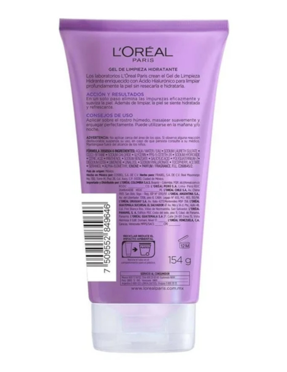 Foto 4 pulgar | Gel Limpiador Facial L'oréal Paris Con Ácido Hialurónico + Termo De Agua Güish