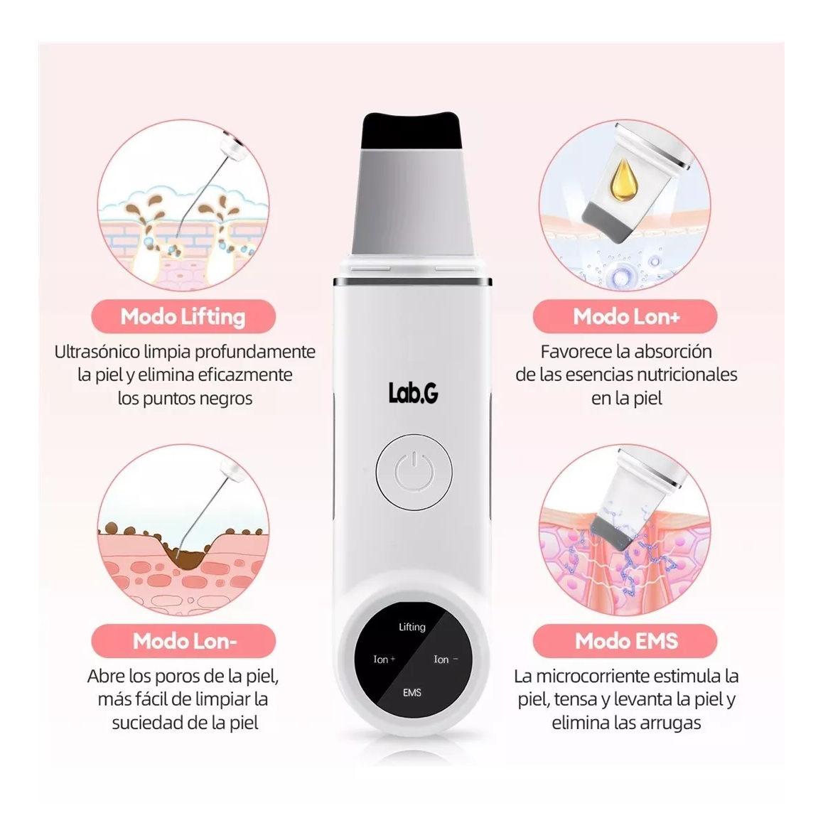Foto 4 pulgar | Limpiador Facial Espátula Ultrasónica Lab.g Blanco