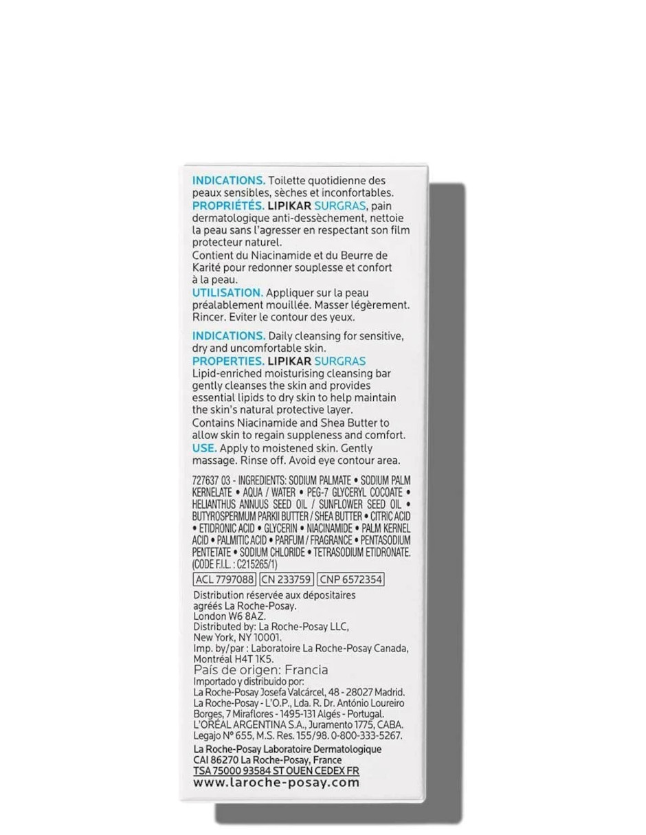Foto 3 | Barra Dermolimpiadora La Roche Posay Lipikar Surgras + Termo De Agua De Regalo Güish