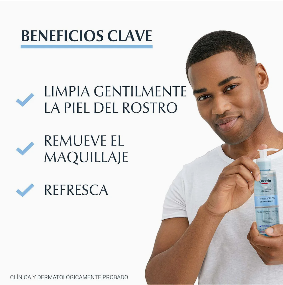Foto 3 pulgar | Eucerin Dermatoclean Gel Limpiador Facial 200ml | Piel Normal A Mixta, Limpia, Hidrata Y Remueve Impurezas