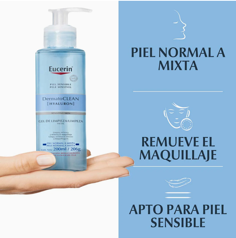 Foto 5 pulgar | Eucerin Dermatoclean Gel Limpiador Facial 200ml | Piel Normal A Mixta, Limpia, Hidrata Y Remueve Impurezas