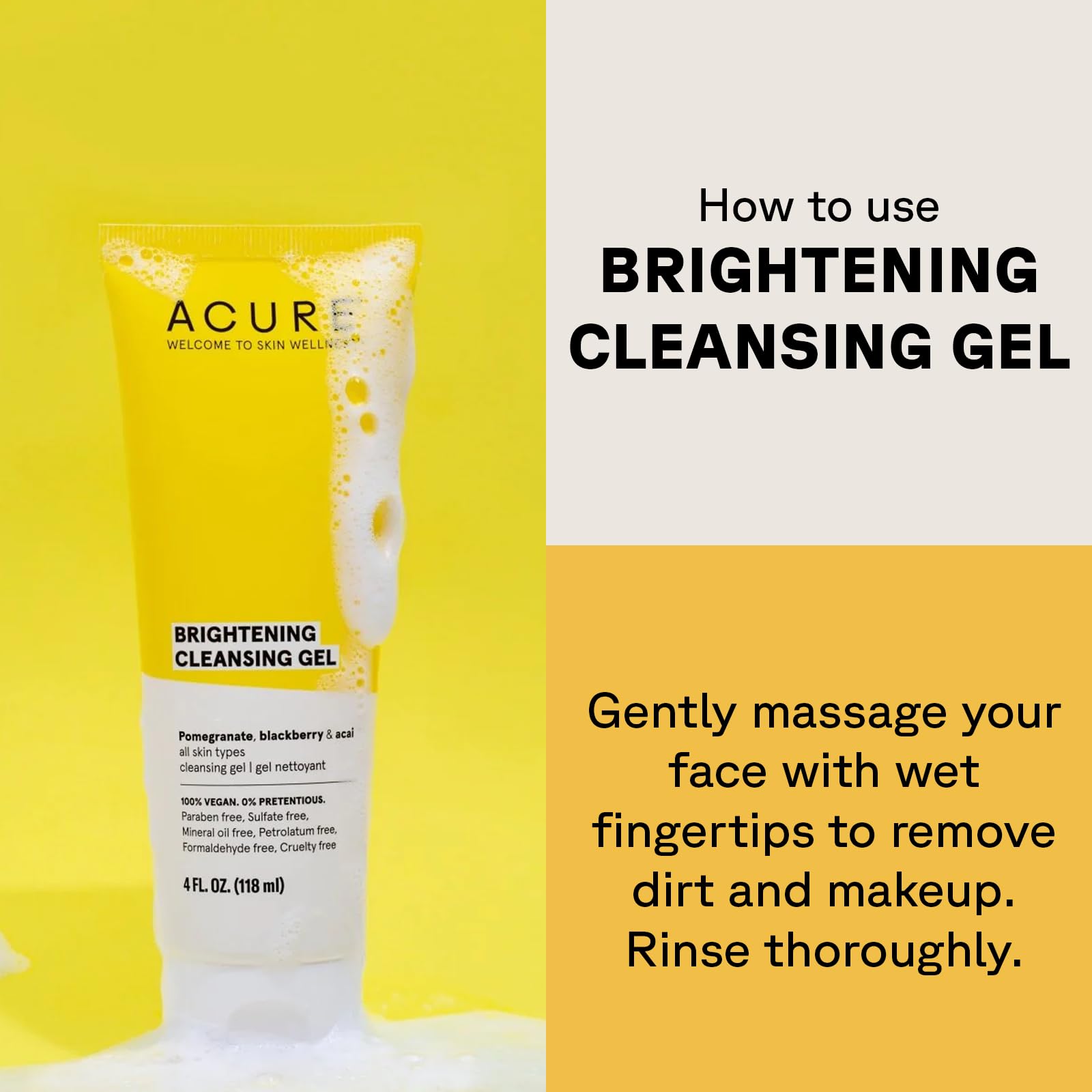 Foto 6 pulgar | Gel Limpiador Acure Brightening 120 Ml Vegan Con Granada - Venta Internacional.