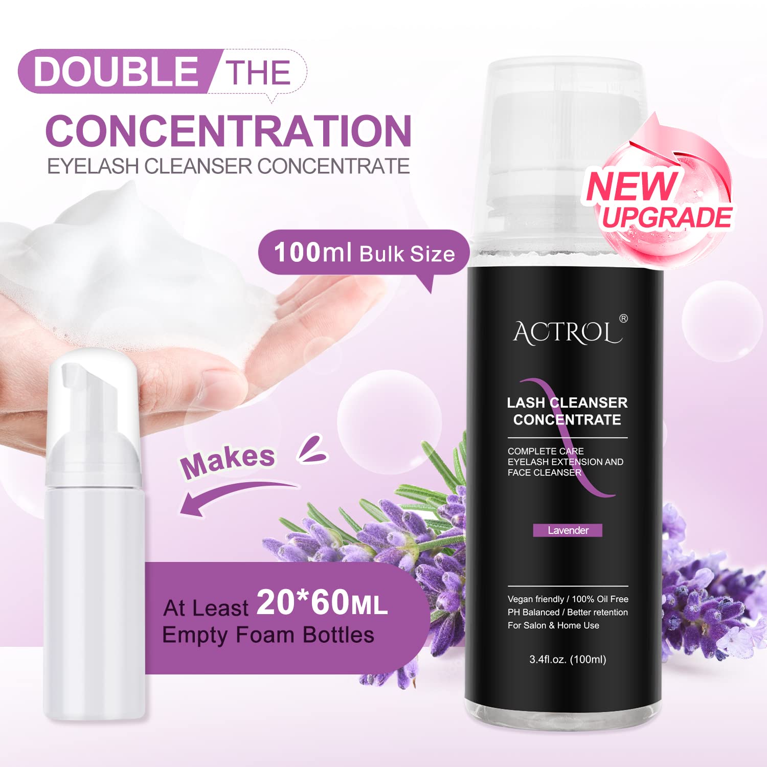 Foto 4 pulgar | Limpiador De Pestañas Concentrado Actrol Lavender 100ml Professional - Venta Internacional.