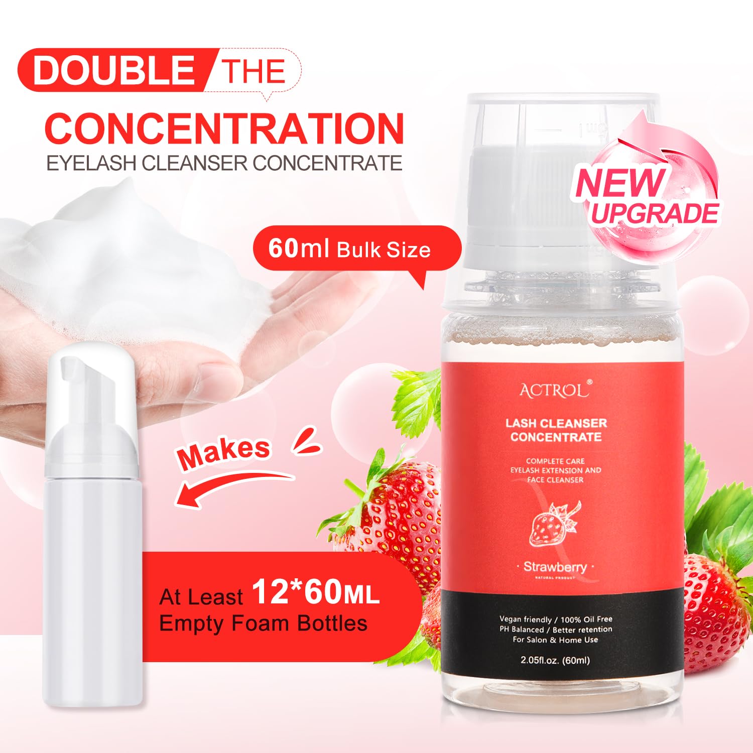 Foto 2 | Limpiador De Pestañas Concentrado Actrol Fresa 60 Ml - Venta Internacional.