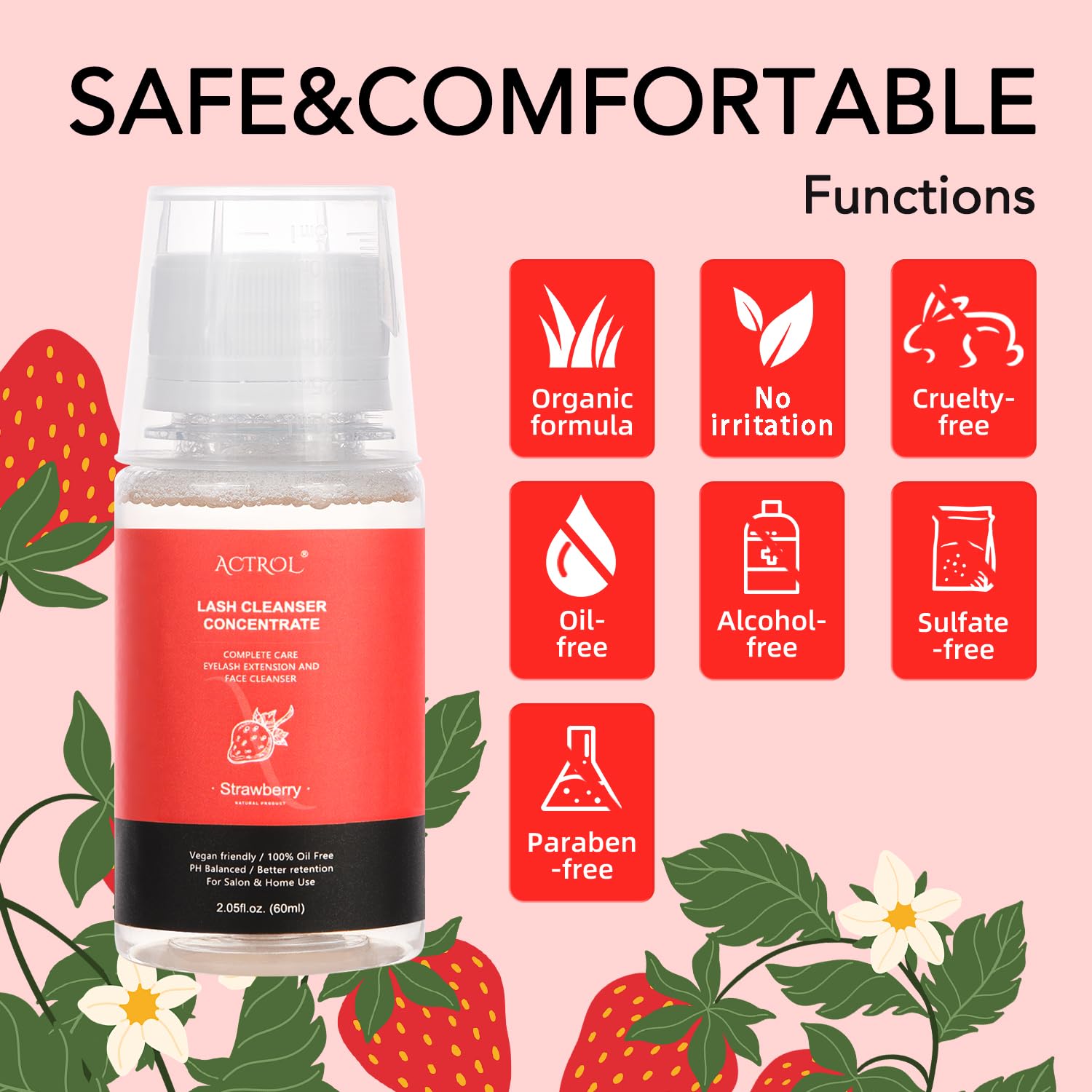 Foto 5 pulgar | Limpiador De Pestañas Concentrado Actrol Fresa 60 Ml - Venta Internacional.