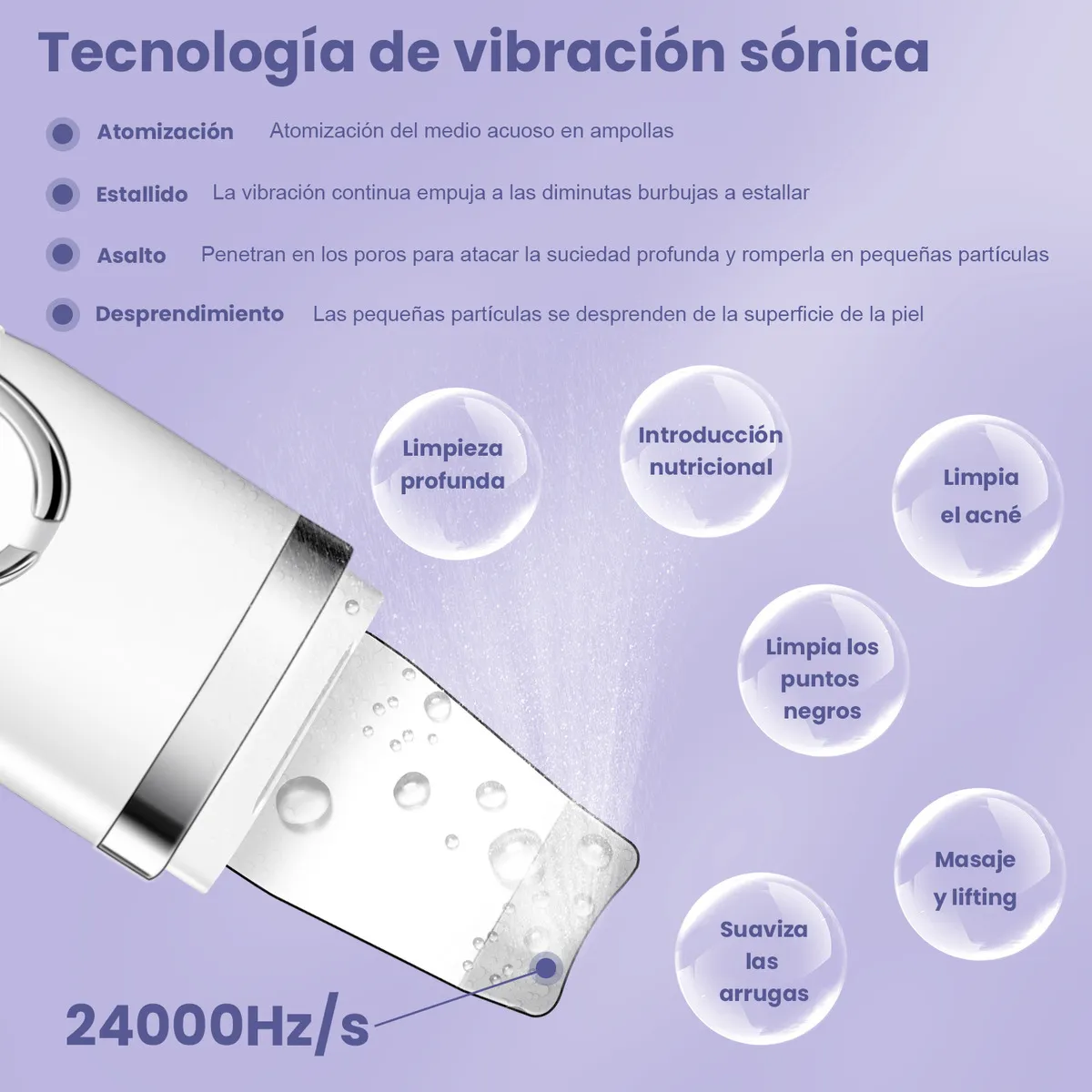 Foto 3 pulgar | Limpiador Ultrasónico Facial Para Eliminar Puntos Negros, Exfoliar, Acné Y Limpiar Poros Eo Safe Imports Esi-19020 Bl