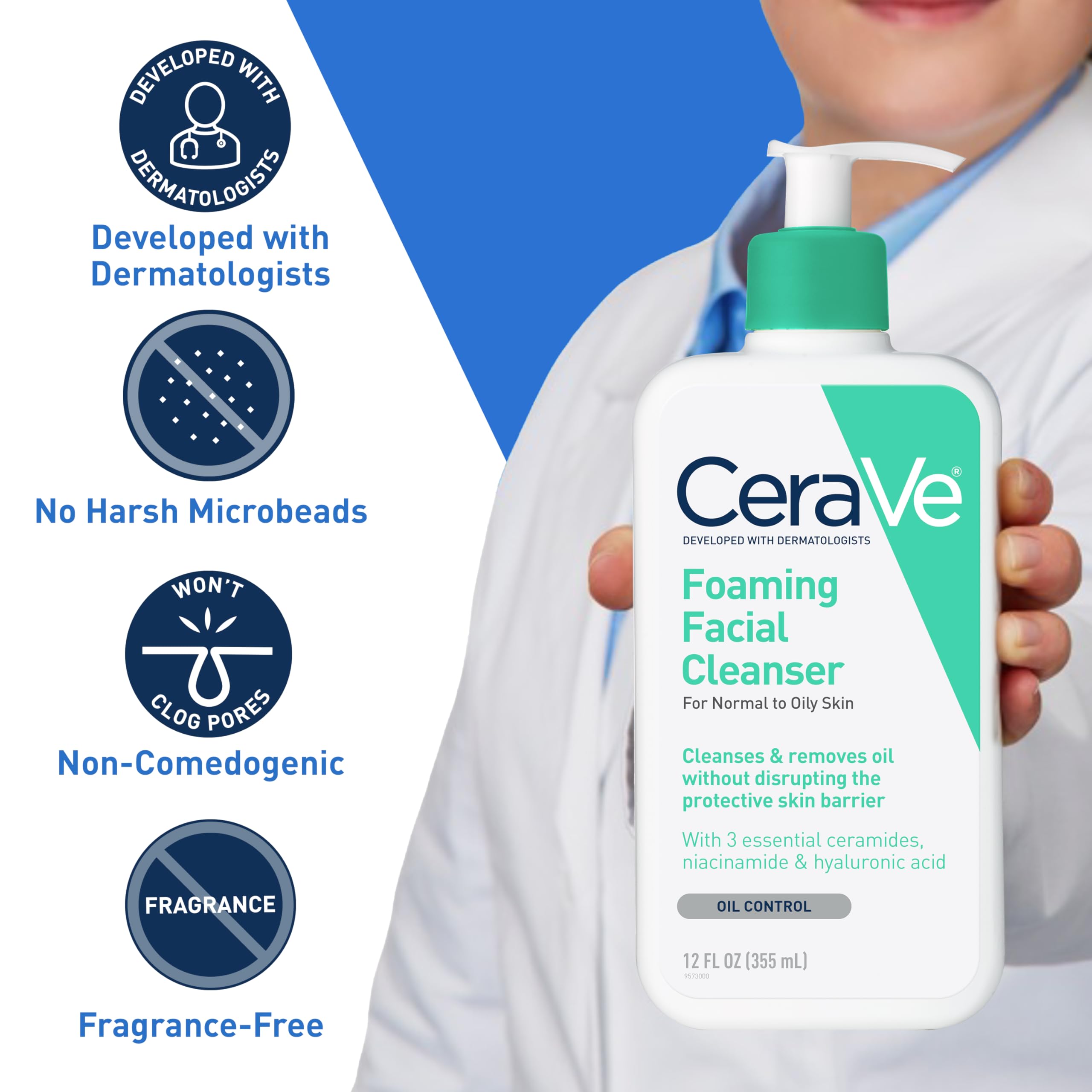 Foto 5 | Limpiador Facial Cerave, Gel De Limpieza Facial En Espuma Para Uso Diario, 240 Ml, Piel Aceitosa - Venta Internacional.