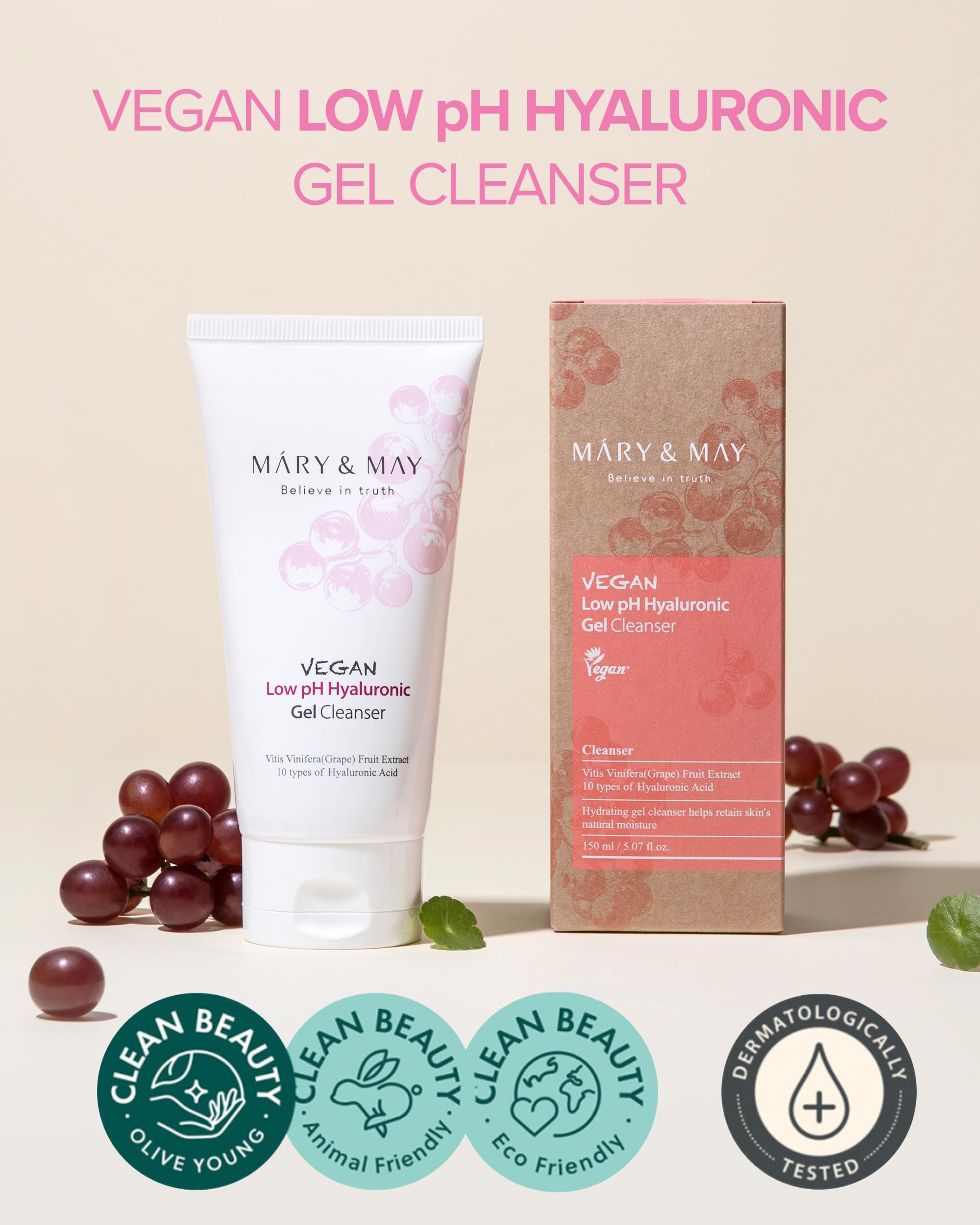 Foto 3 pulgar | Gel Hialurónico Vegano De Bajo Ph Mary&may, 150 Ml, Para Pieles Sensibles - Venta Internacional.