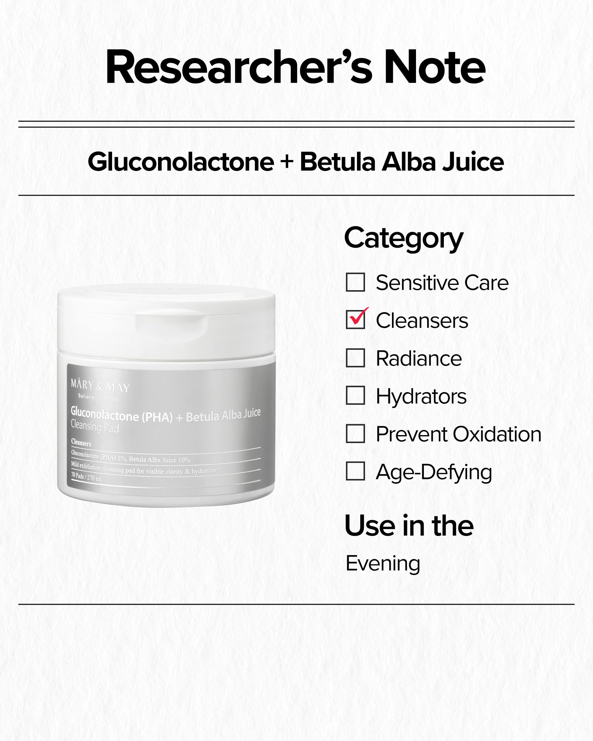 Foto 6 pulgar | Almohadilla Limpiadora Mary&may Gluconolactone + Betula Alba Juice - Venta Internacional.