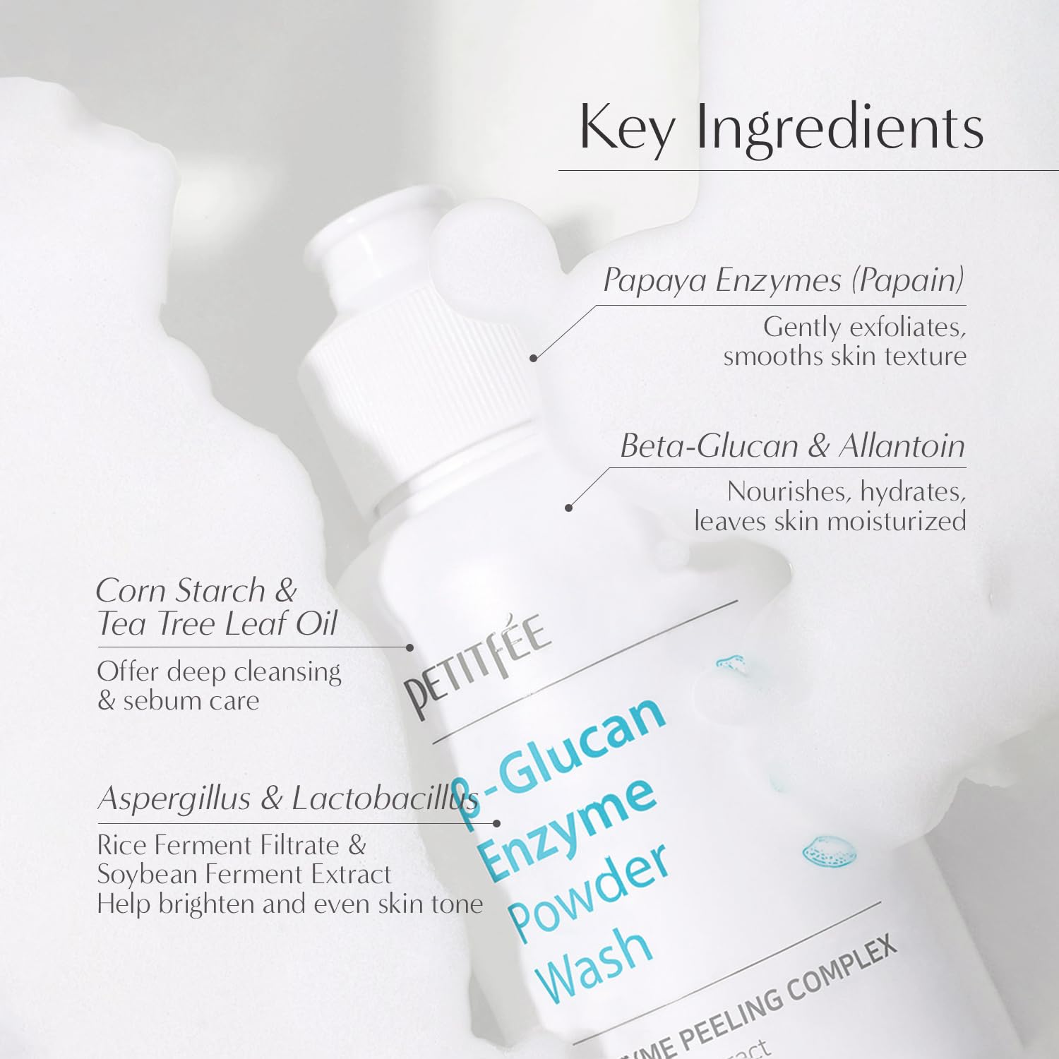 Foto 5 | Polvo Limpiador Petitfee B-glucan Enzyme Wash 80 G - Venta Internacional.